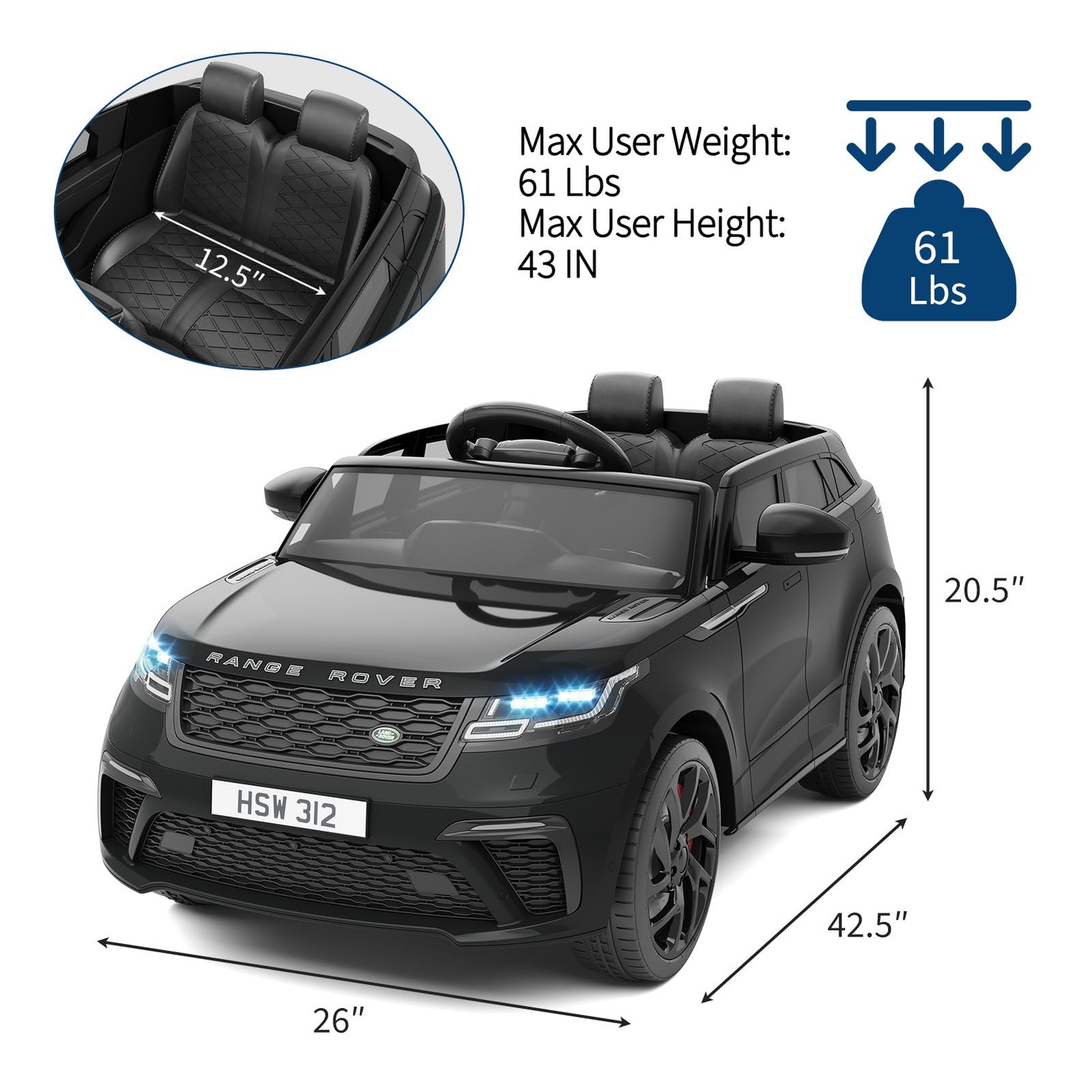 Kids Ride On 2 Seater Electric Car with Remote Licensed for 4-8 w/ Mp3 Player