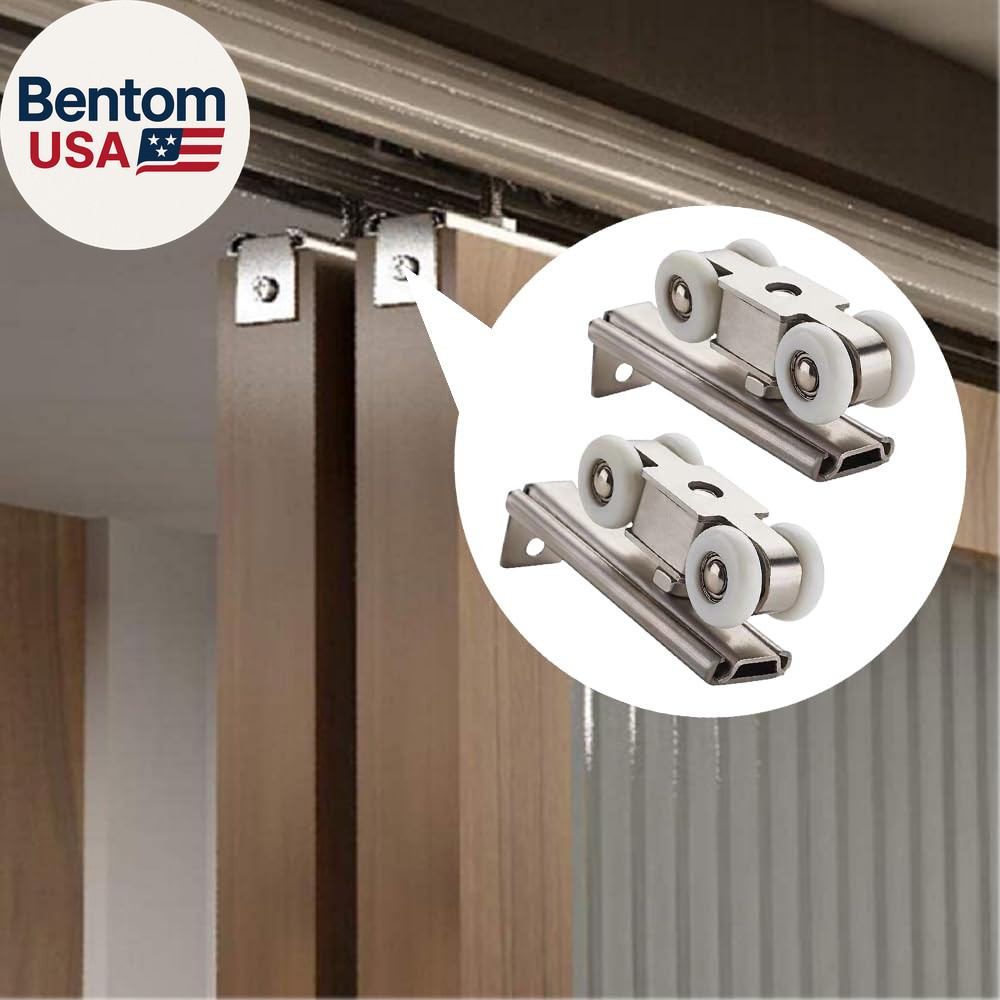 2Pcs 4-Wheel Stainless Stee Hanging Wheel Suitable Fo Sliding Doors in Halls and
