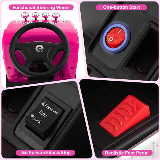 6V Kids Electric Ride-On Truck Car w/ Height Adjustable Seat – Pink