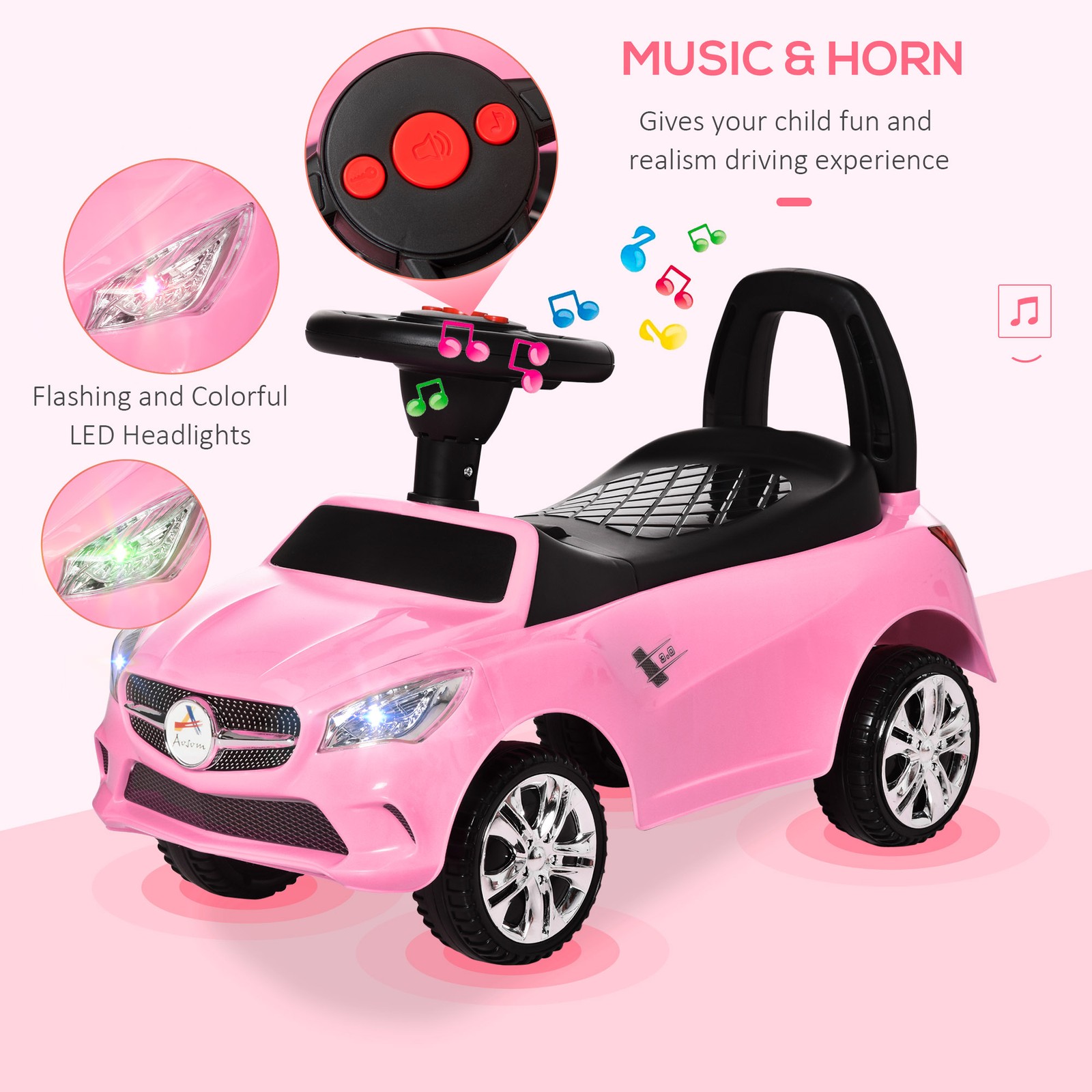 Ride on Sliding Car Baby Ride On Horn Music Working Lights Storage No Power Red