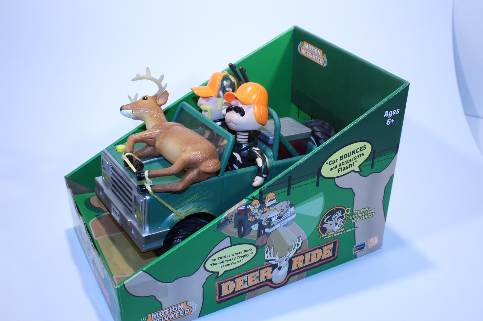Gemmy Deer Ride Motion Activated Singing Buck Works Except Bouncing New Batt.