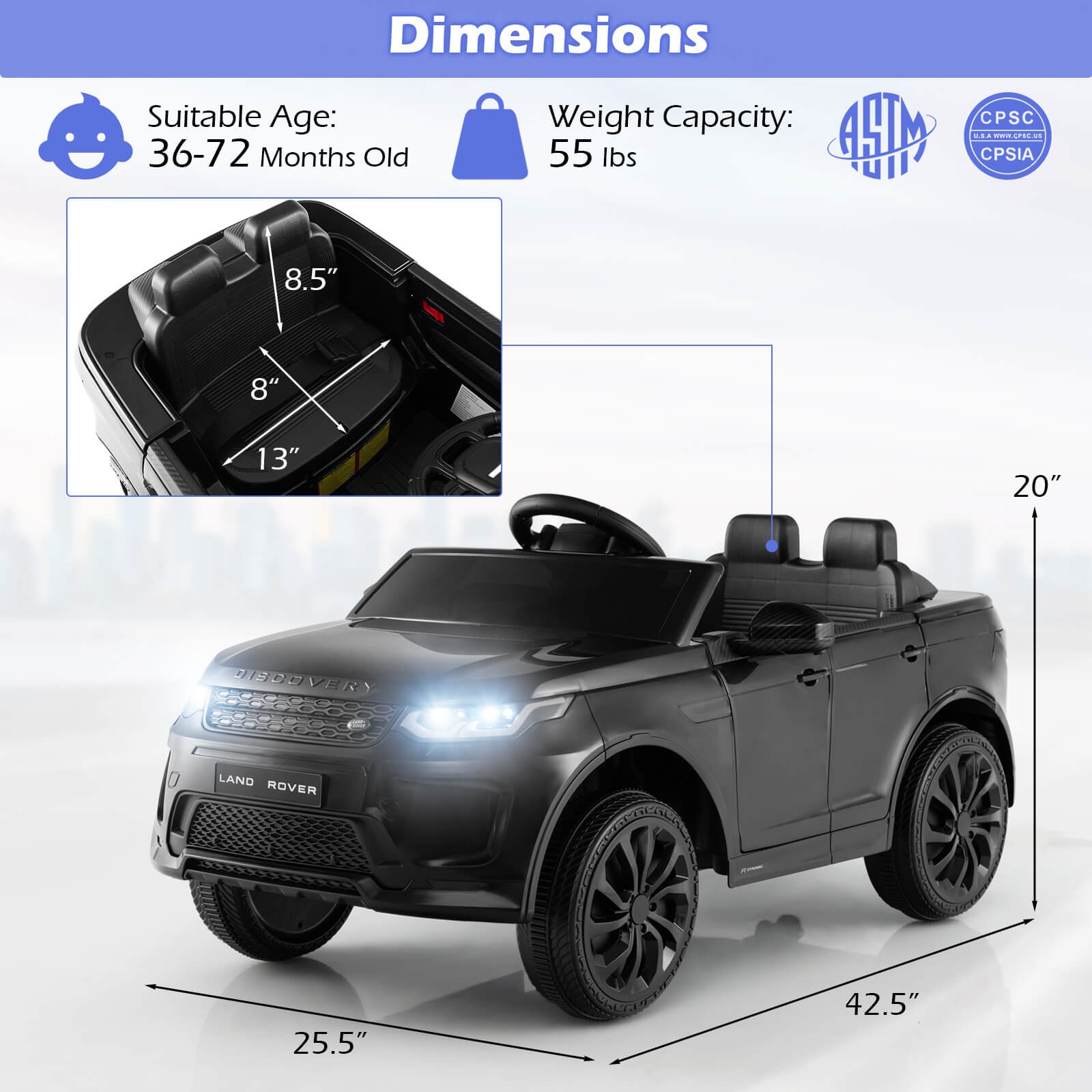 12V Kids Ride On Car Licensed Land Rover Electric Vehicle w/ Remote Control