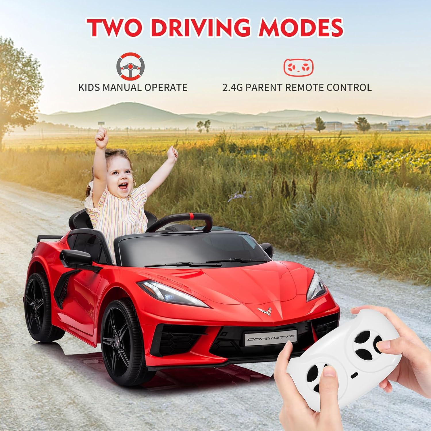 12V Kids Ride on Car Sports Licensed Corvette Electric Car Toy for Toddles with