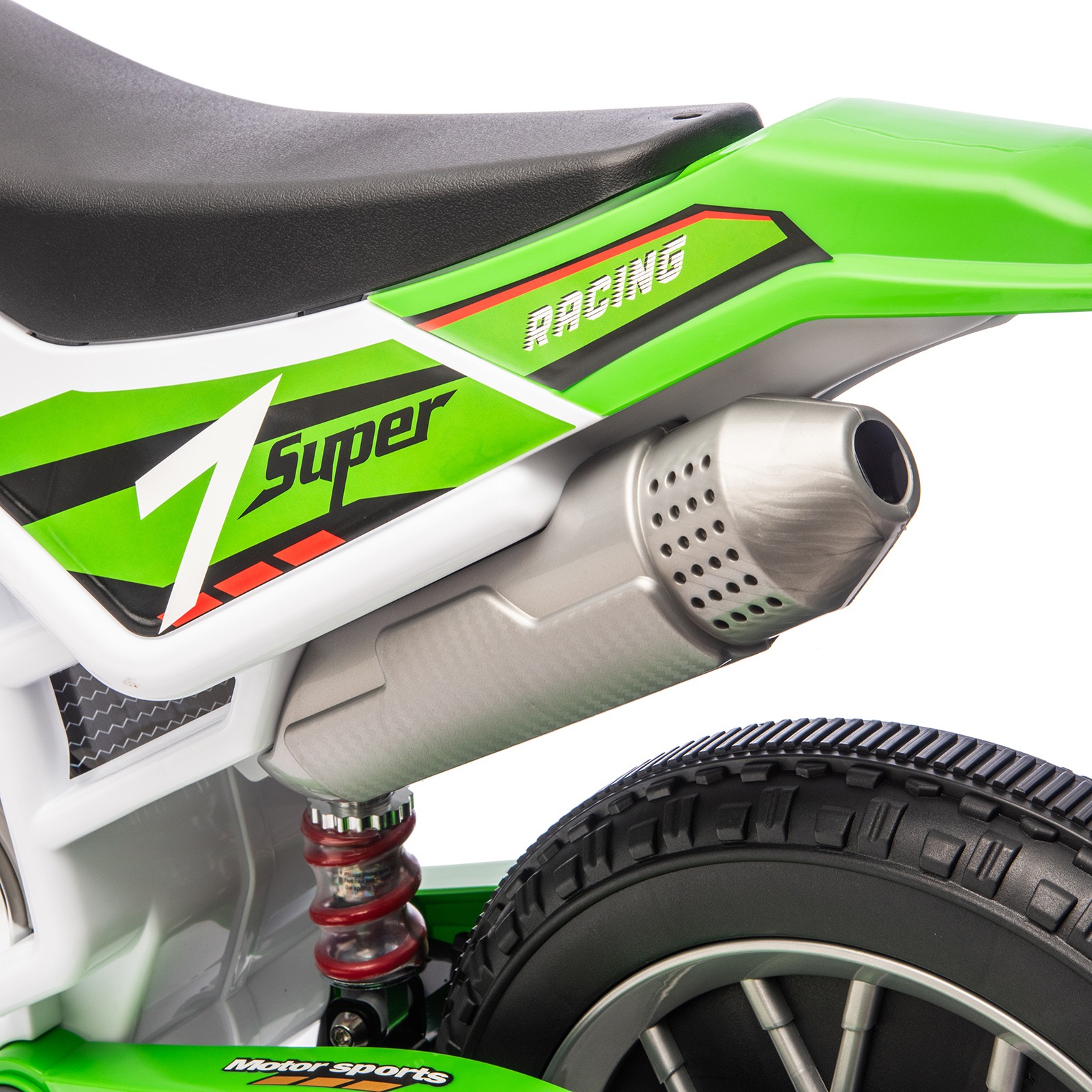 12V Kids Ride On Motorbike Motorcycle Dirt Bike with Music,Training Wheels Green