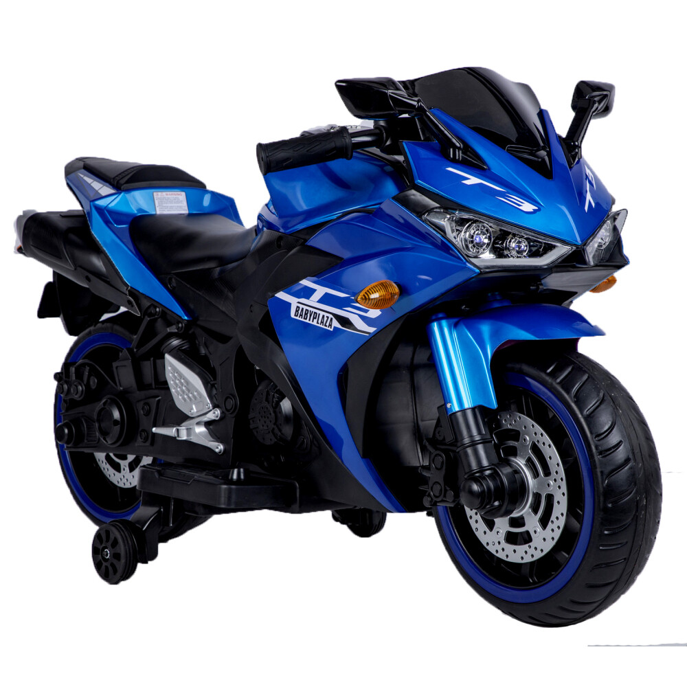 Kids Motorcycle 12V for Age 3-6 Training Lighting Wheels Manual Throttle by Hand
