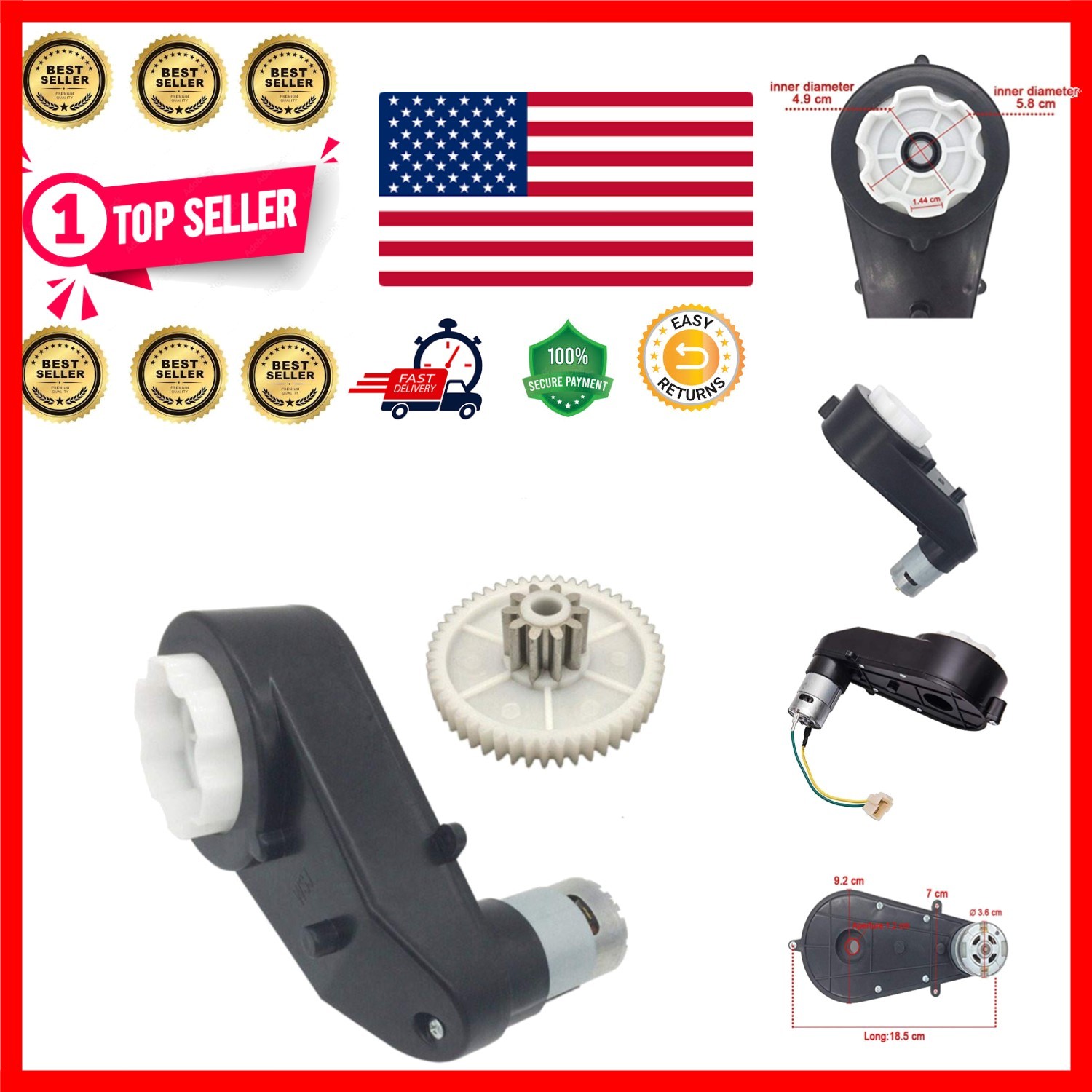 24V 30000RPM High Torque Motor for Kids’ Ride-On Cars – Electric Gearbox Upgrade