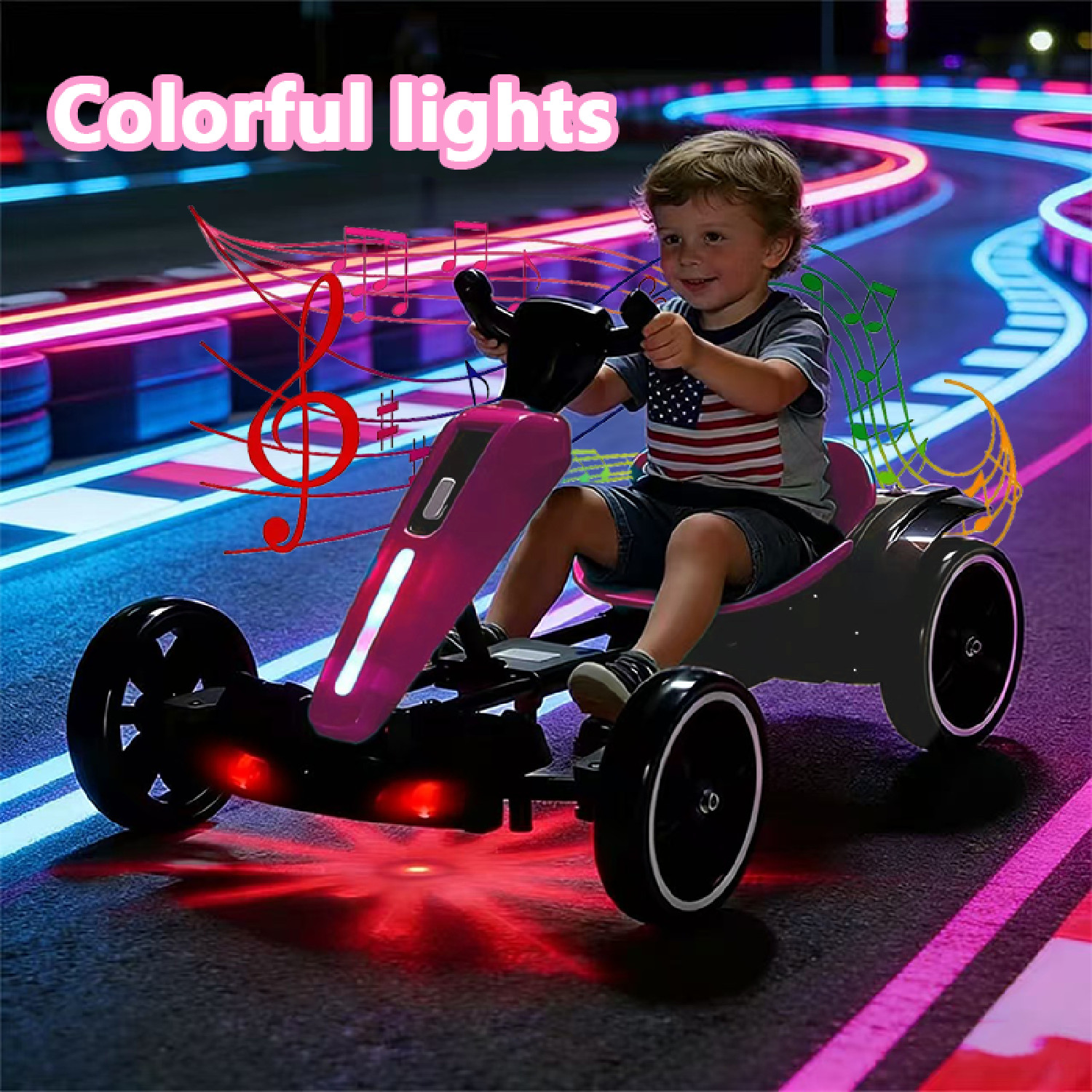 12V Electric Kids Pedal Go Kart Adjustable Seat Ride On Toy 3-6 Years Magenta