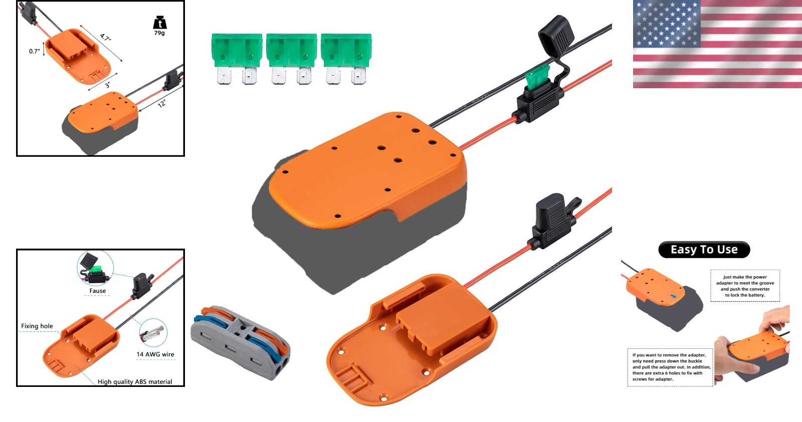 Power Wheels & DIY 18V Battery Adapter with Fuse & Heavy-Duty Wire