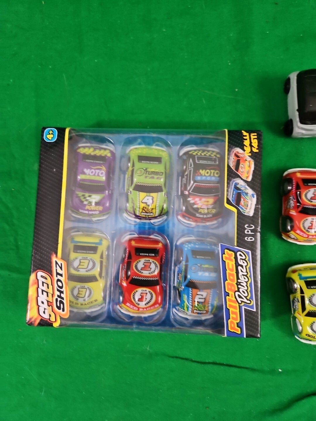 NEW SPEED SHOTZ CARS Pull Back Race Car Set, 6 pc. In Box Plus 6+ Other Spares