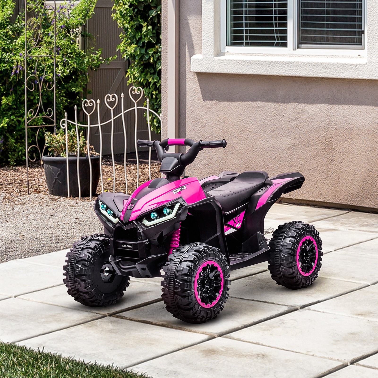 12V Kids ATV Quad Car with Forward & Backward Function, Pink