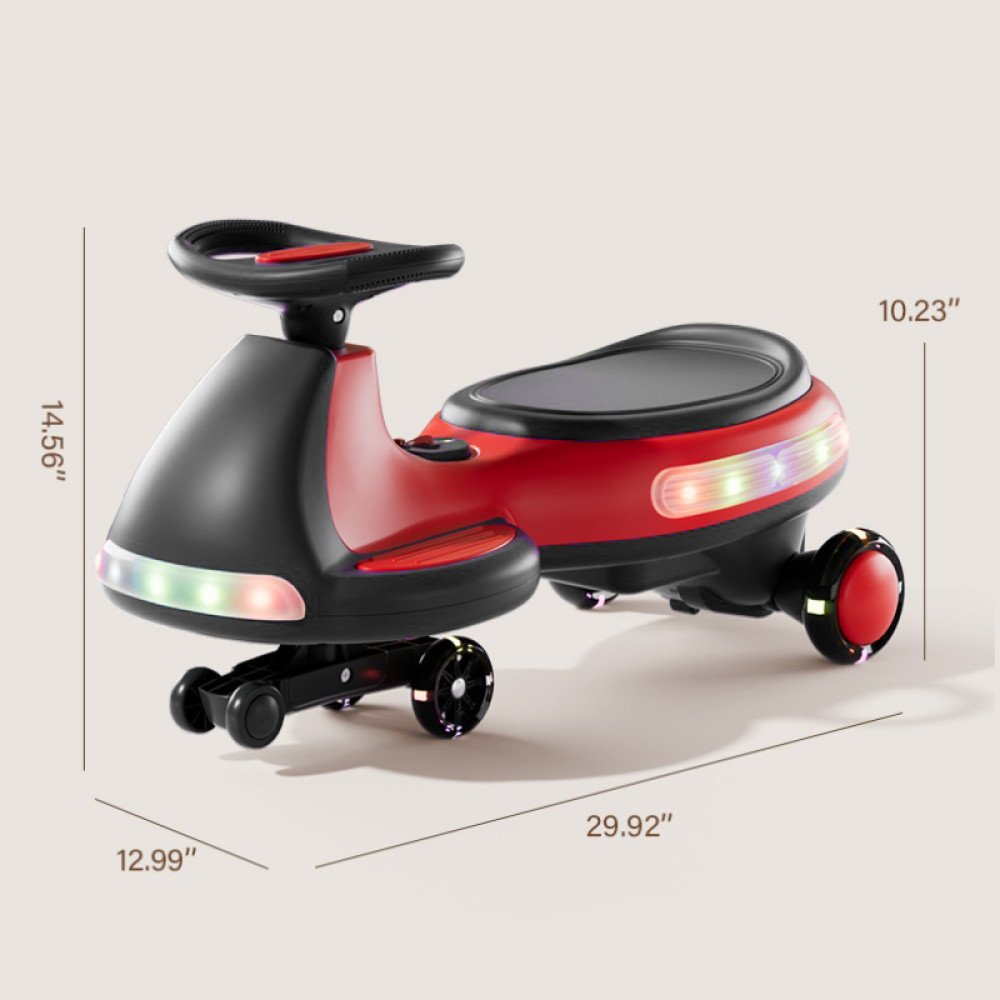 Electric Ride On Wiggle Car, LED & Music, Anti-Rollover, for Boys Girls Ages 3+