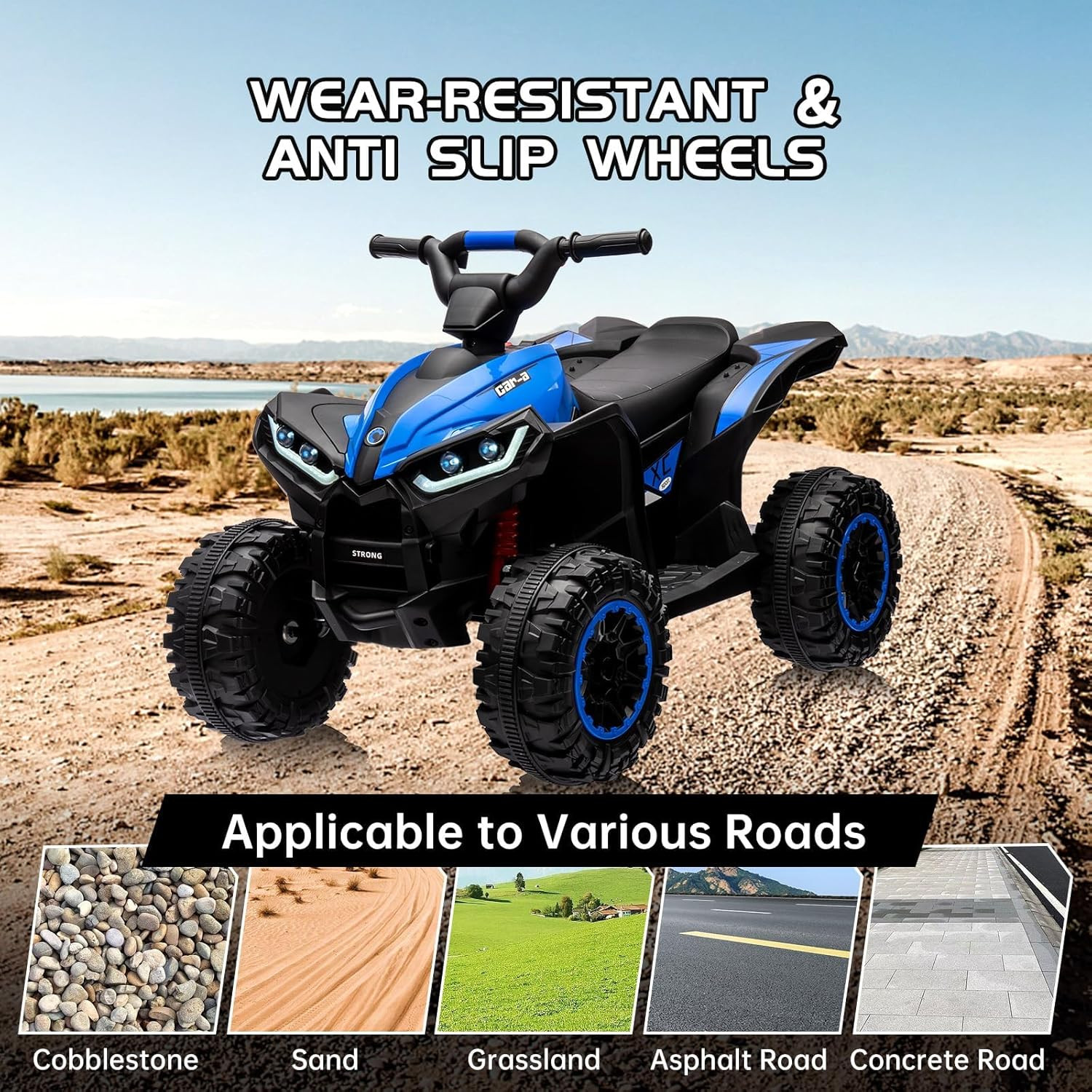 12V Kids Ride-On Electric ATV, 35W Doubal Motor 4-Wheeler Off-Road 4WD Car Toy,