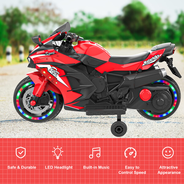 Kids Ride On Dirt Bike 12V Electric Motorcycle Training Wheel Light Music Gift