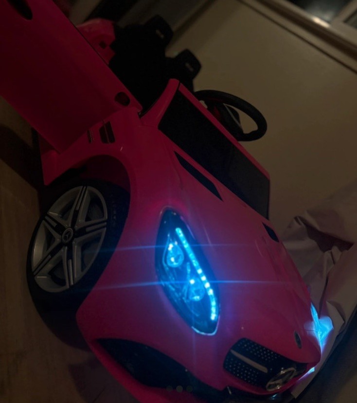 Mercedes-Benz Pink Battery Powered Ride-On Car w/ Lights & Logo