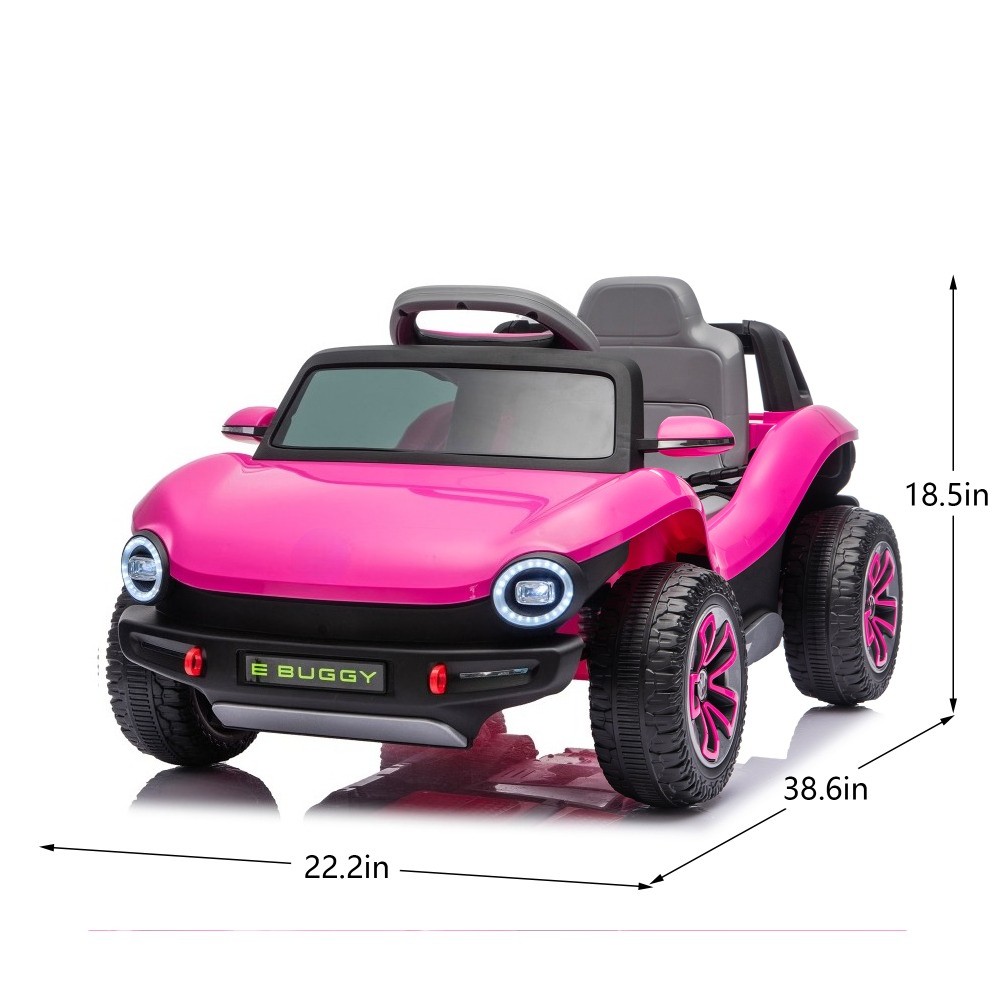12V Kids Ride On Electric Car W/2.4G PC,Cute&Curvy Body,2WD,4-Wheel Suspension