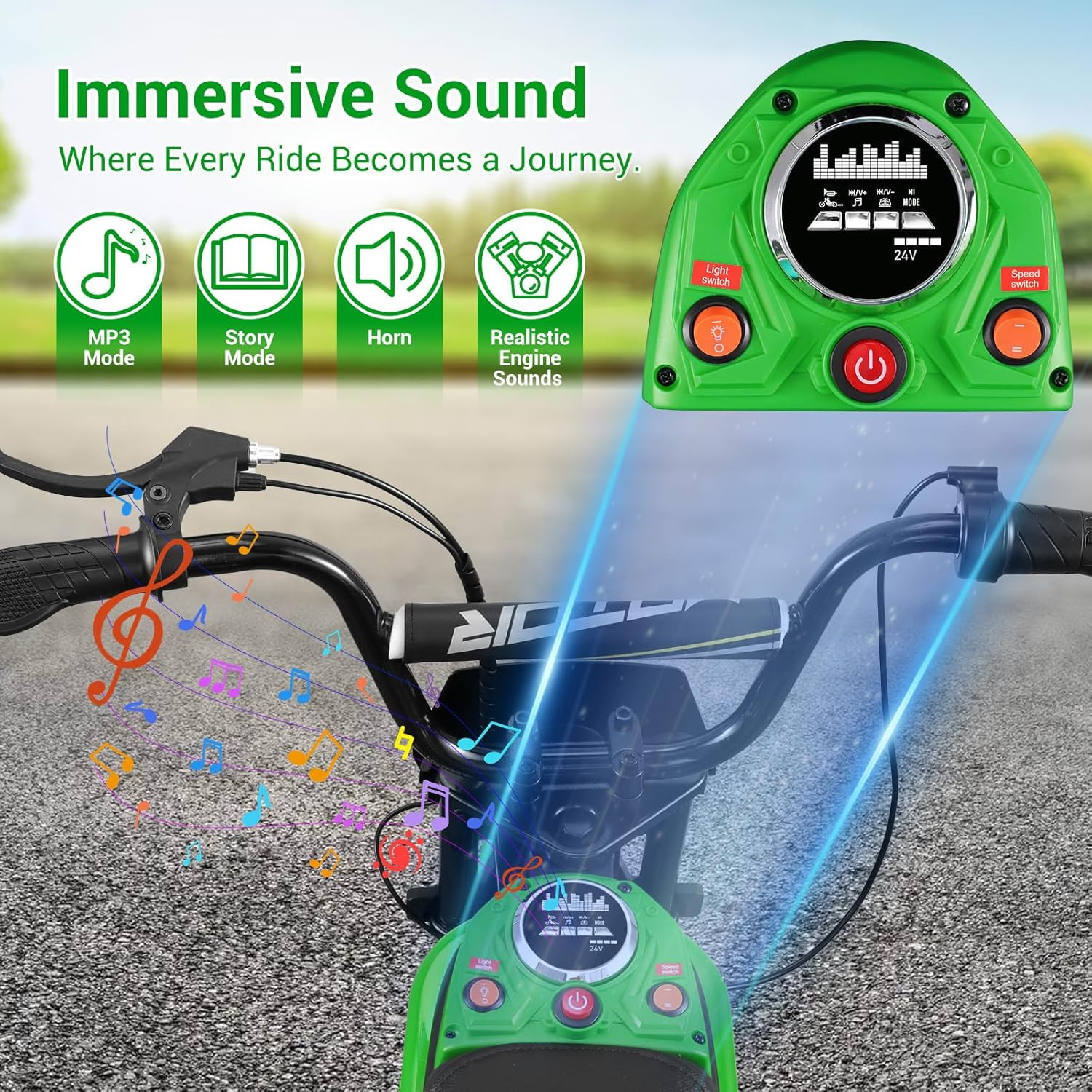 24V Electric Dirt Bike Off-Road Motorcycle For Kids 350W Motor Pneumatic Tire​