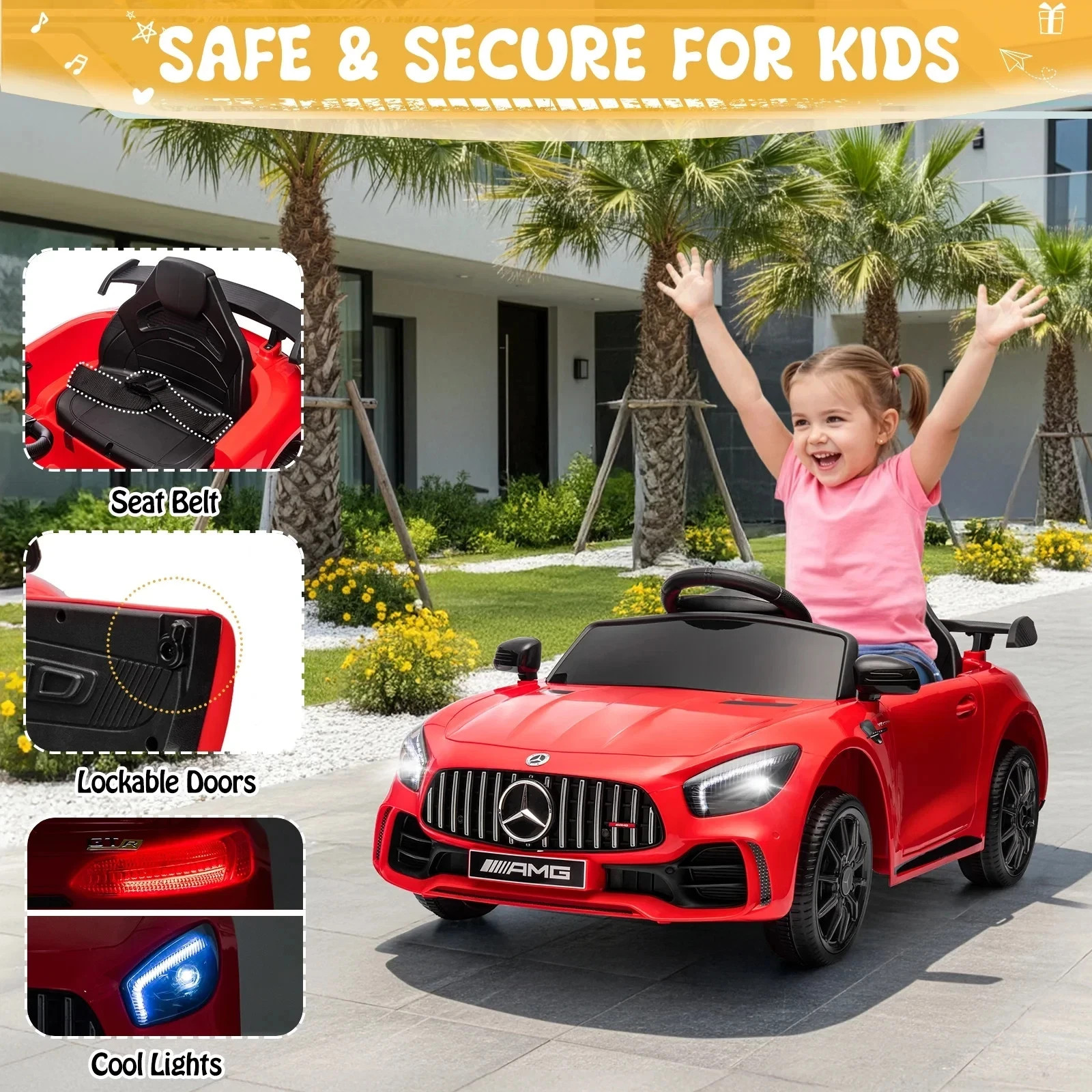 Mercedes-Benz AMG Licensed 12V Kids Ride on Car w/ Remote Bluetooth Enabled R