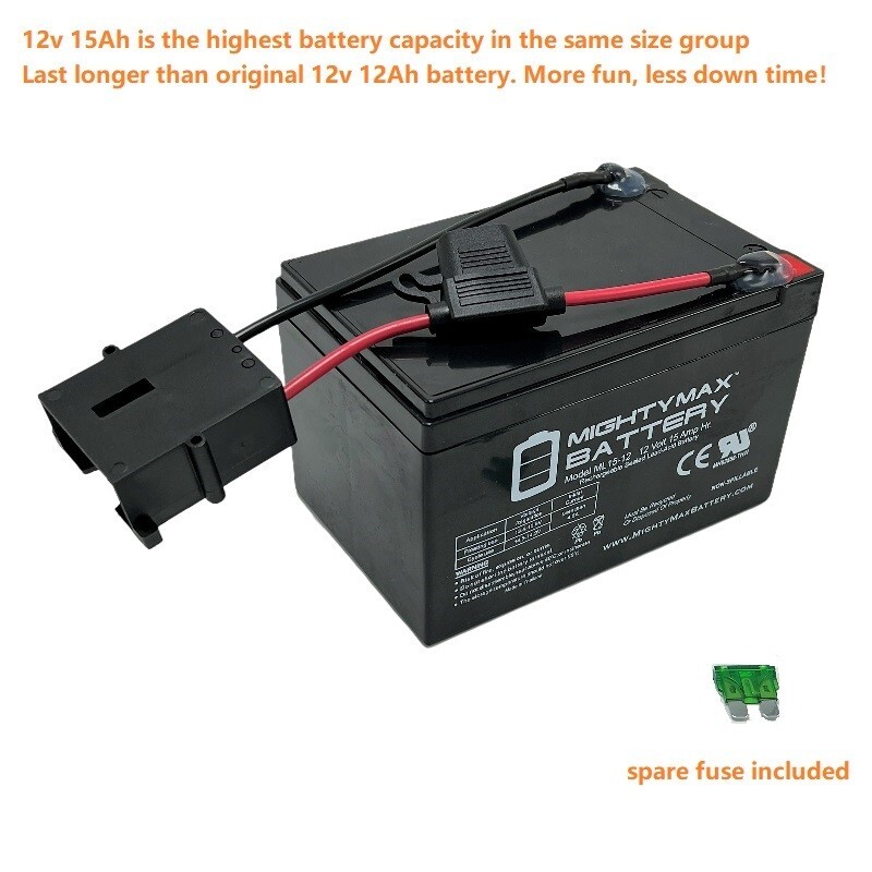 Power Wheels 12 Volt 15Ah High Capacity Battery for Dune Racer, Jeep, ATV, FORD