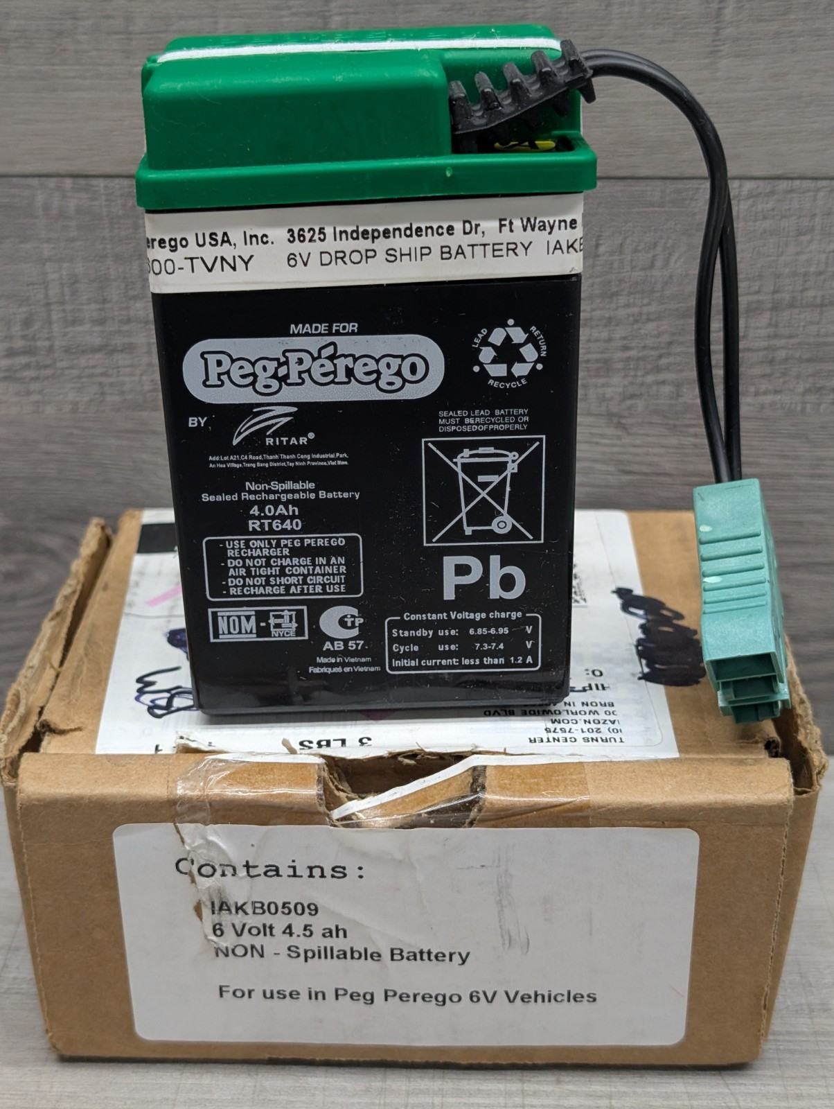 New 6V, 4AH Battery for Peg Perego Ride-On Toys 6 Volt. RT640