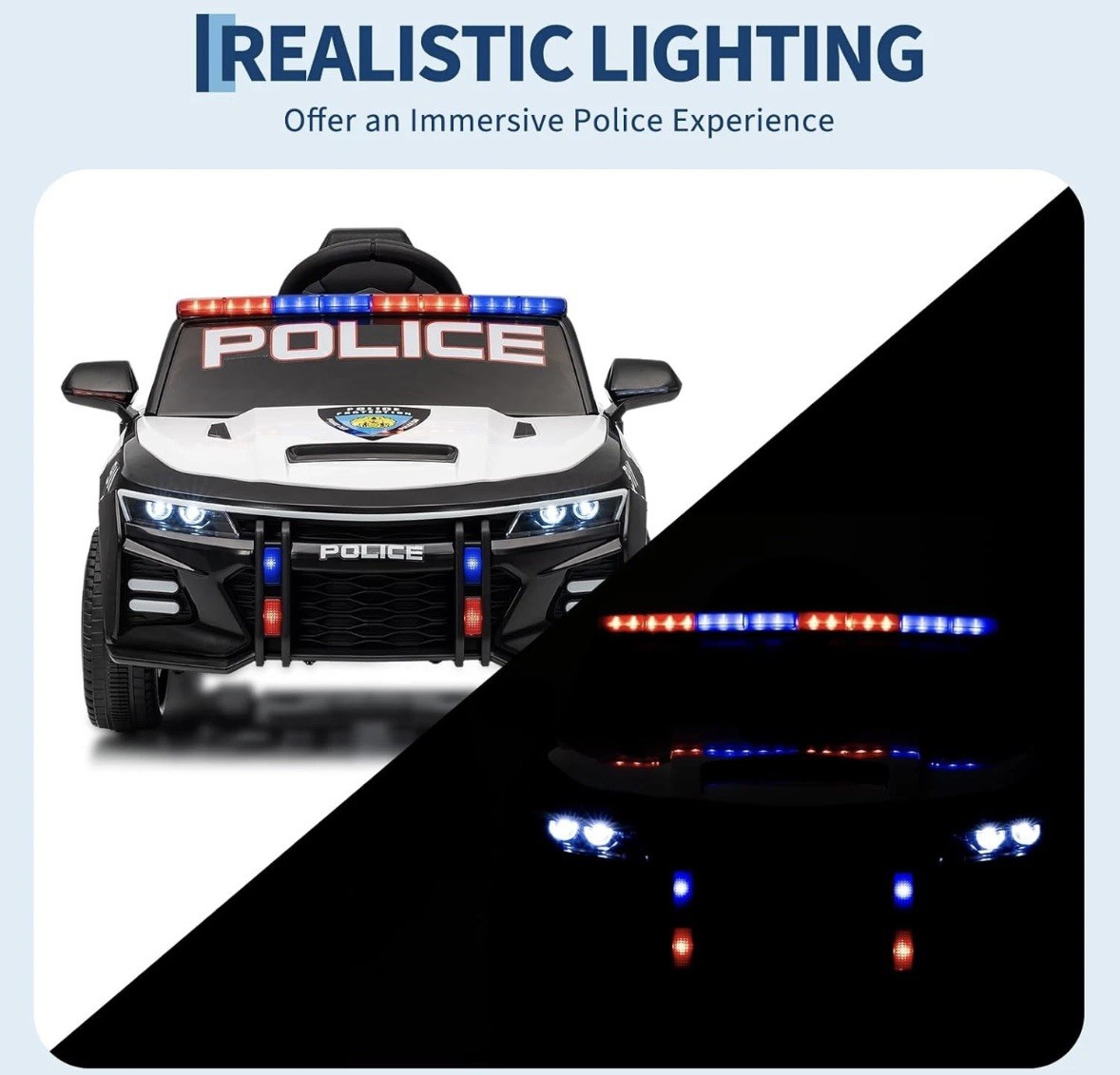 Police Car Ride on Electric Car for Kids,Battery Powered Ride-on Toys Cop Cars