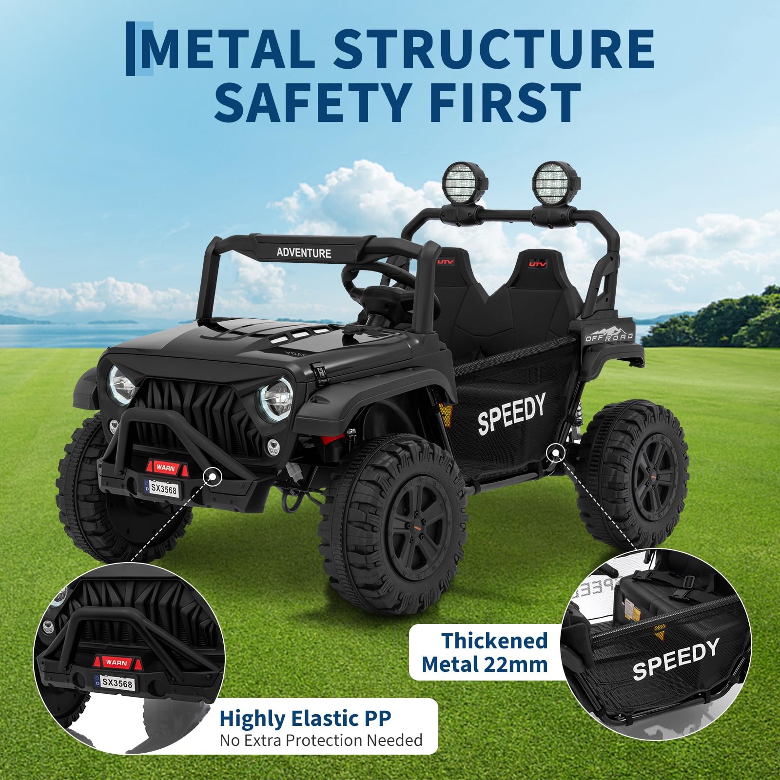 24V 4WD Ride on UTV for Big Kids, Off-Road Truck w/ Remote & Steel Frame