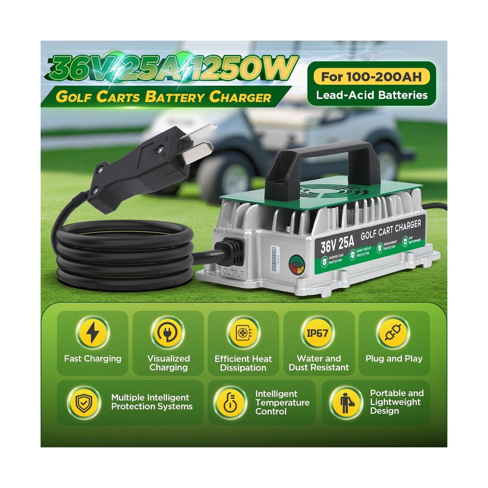 36 Volt Golf Cart Battery Charger, for EZGO/Yamaha/Club Car Battery Charger 3…