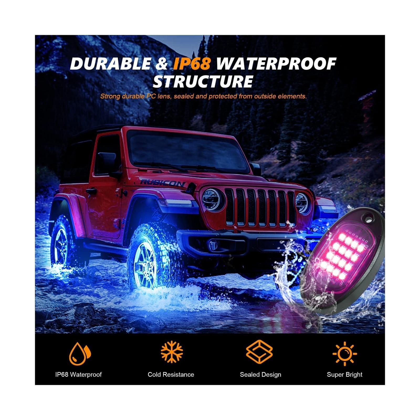 6 Pods RGB LED Rock Lights for UTV ATV Golf Cart Truck RZR Offroad Pickup SUV…