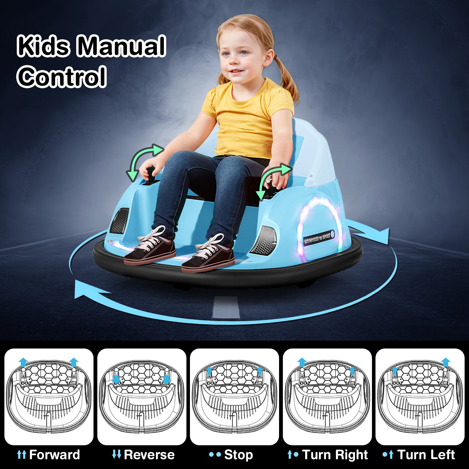 12V Electric 360° Spin Car Toy Ride on Bumper Car for Toddlers w/ Remote Control
