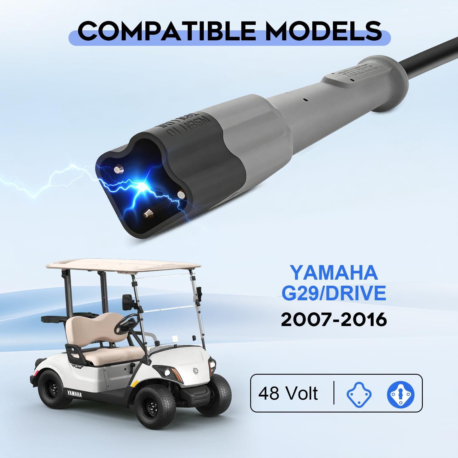 48 Volt 15 Amp Golf Cart Charger for Yamaha G29 Drive/Drive 2 w/ 3 Pin Leaf Plug