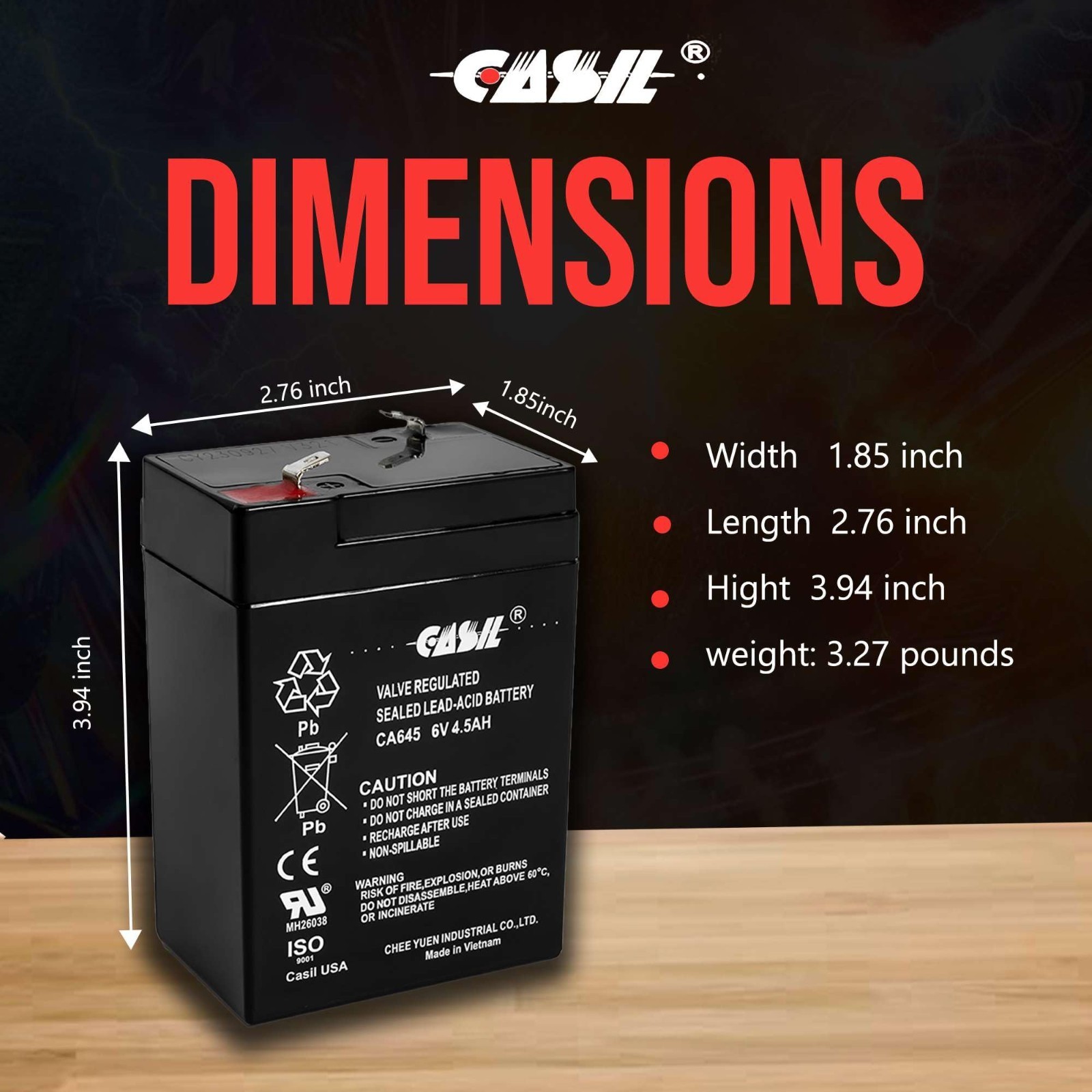 6V Rechargeable Battery 4.5Ah for Power Wheels, Emergency Lights, Ride-On Toys