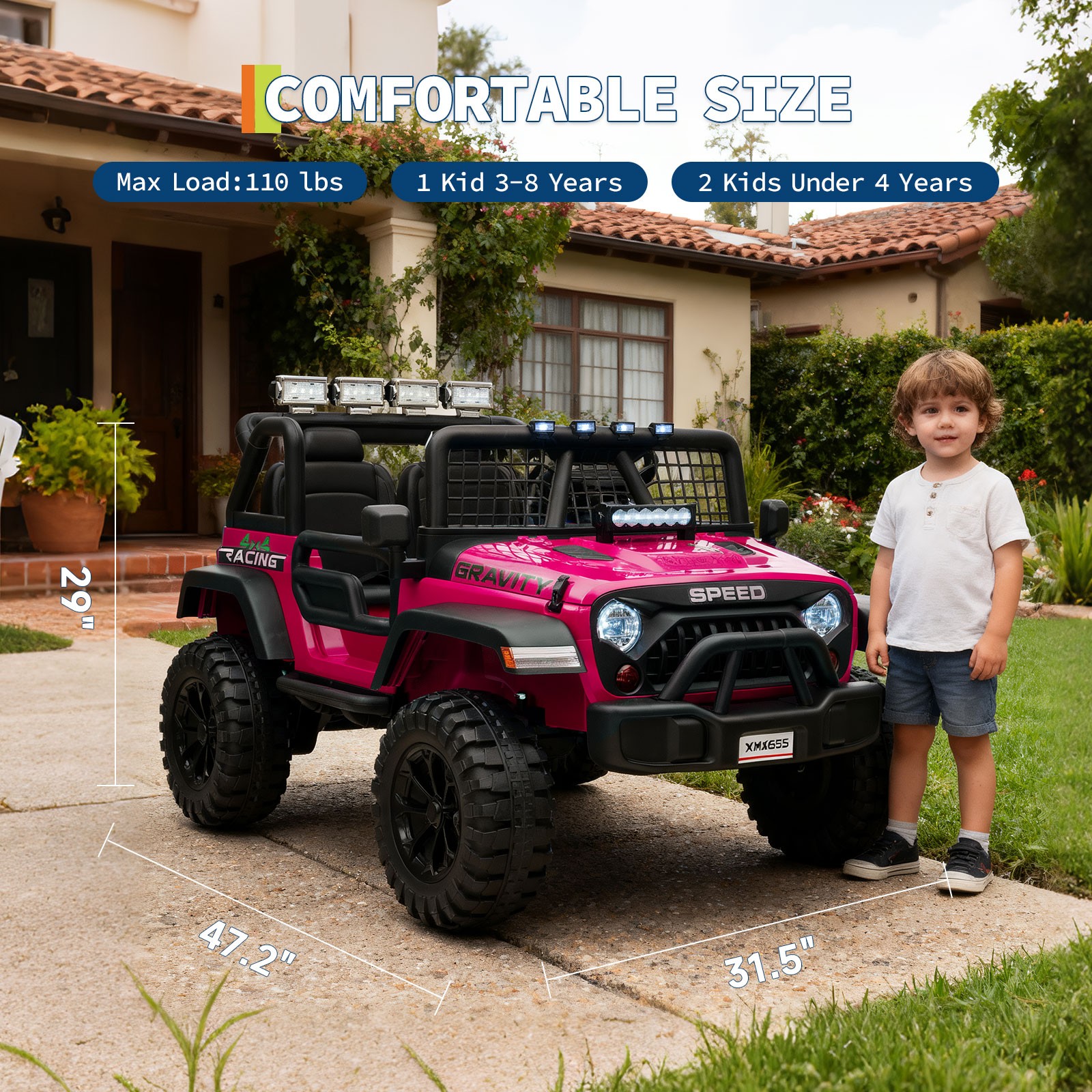24V Ride on Car for Kids,2 Seater Electric Truck, Electric Vehicle for 3-8 Years