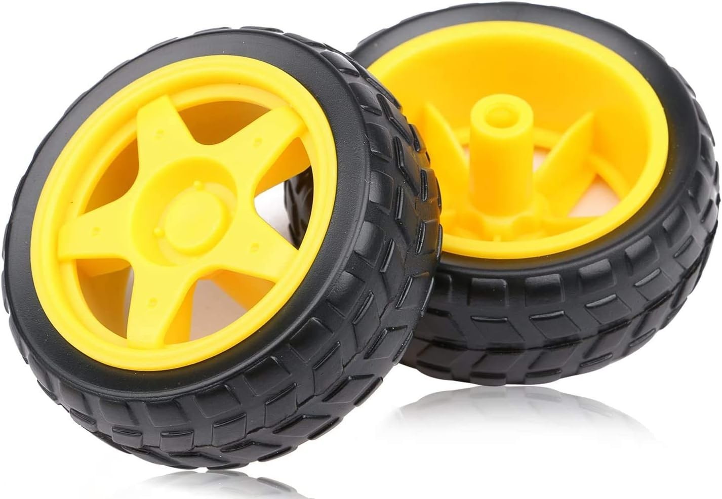 Durable 4-Pack DC Gear Motors with Plastic Tire Wheels for DIY Projects