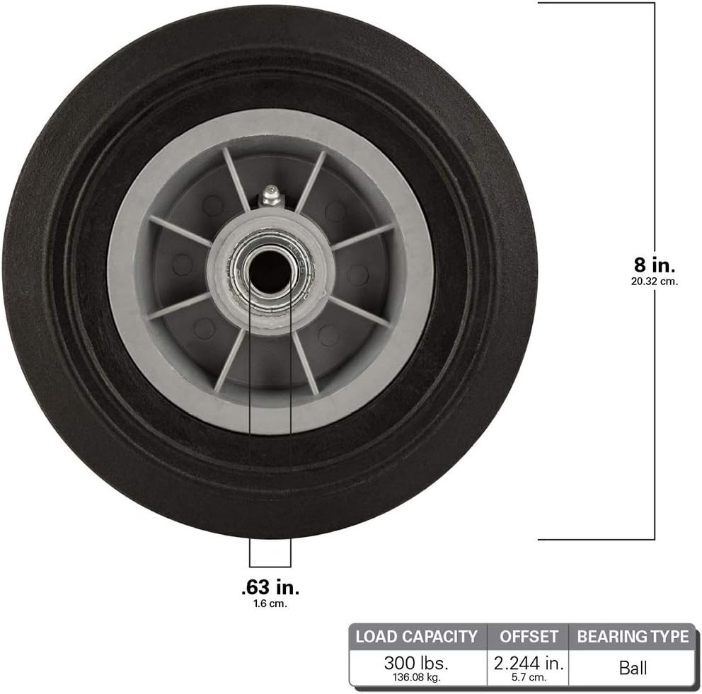 Versatile 8 Inch Replacement Wheel with Strong Flat Proof Design – Gray/Black