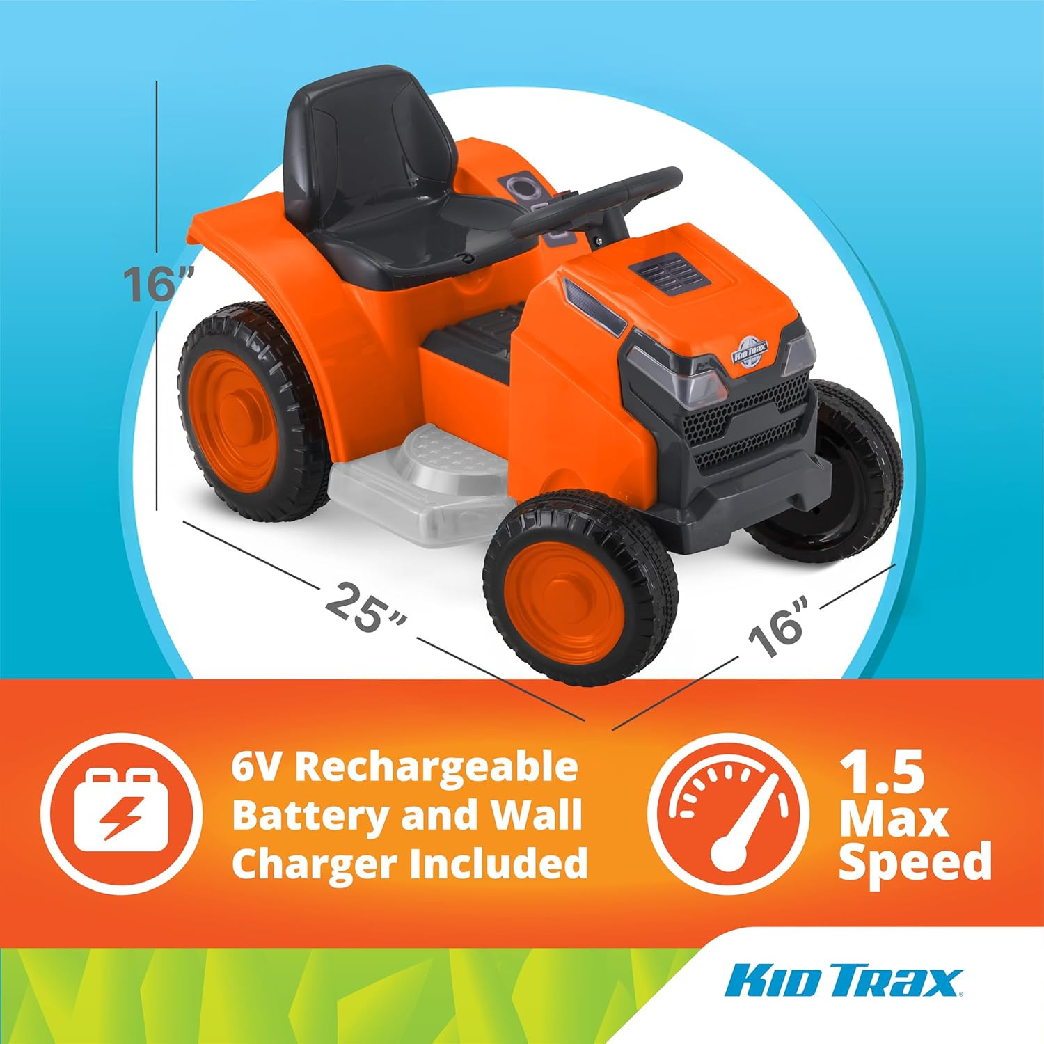6V Mow and Go Ride on Lawn Mower – Electric Cars for Kids, Toddler Outdoor Toys,