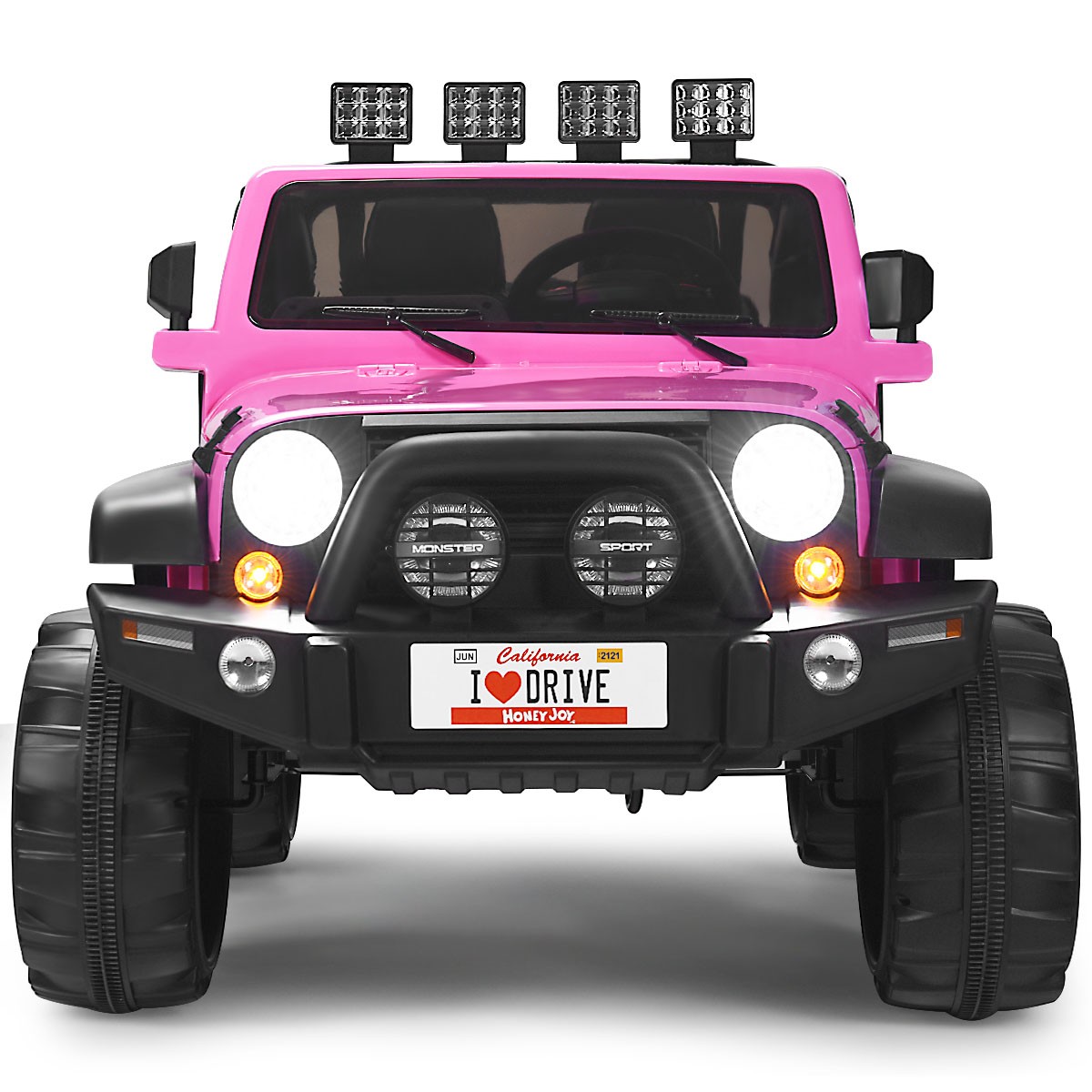 HoneyJoy 12V Kids Ride On Car 2 Seater Truck RC Electric Vehicle w/Storage Pink