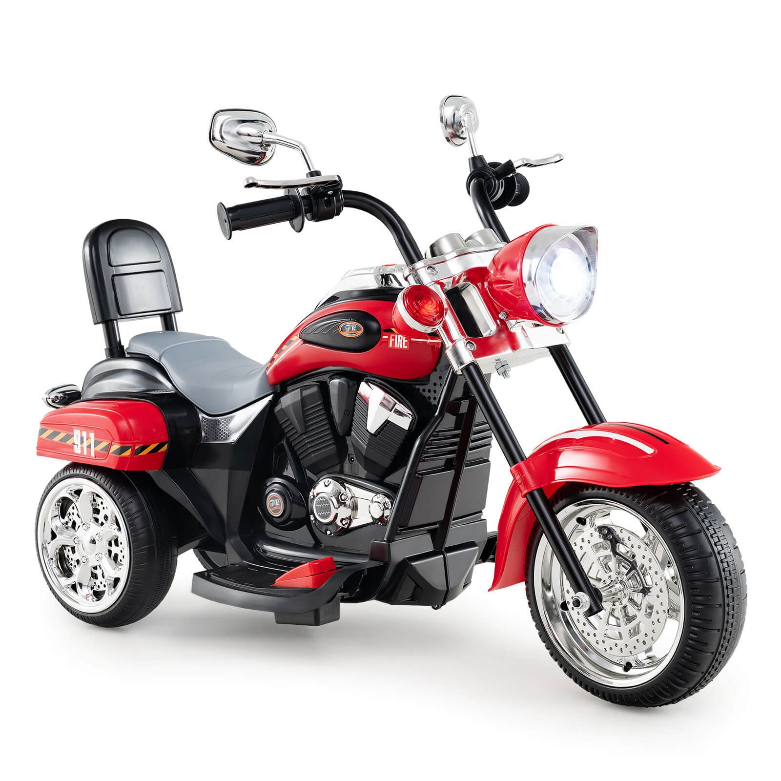 6V Kids Ride On Chopper Motorcycle 3 Wheel Trike with Headlight and Horn