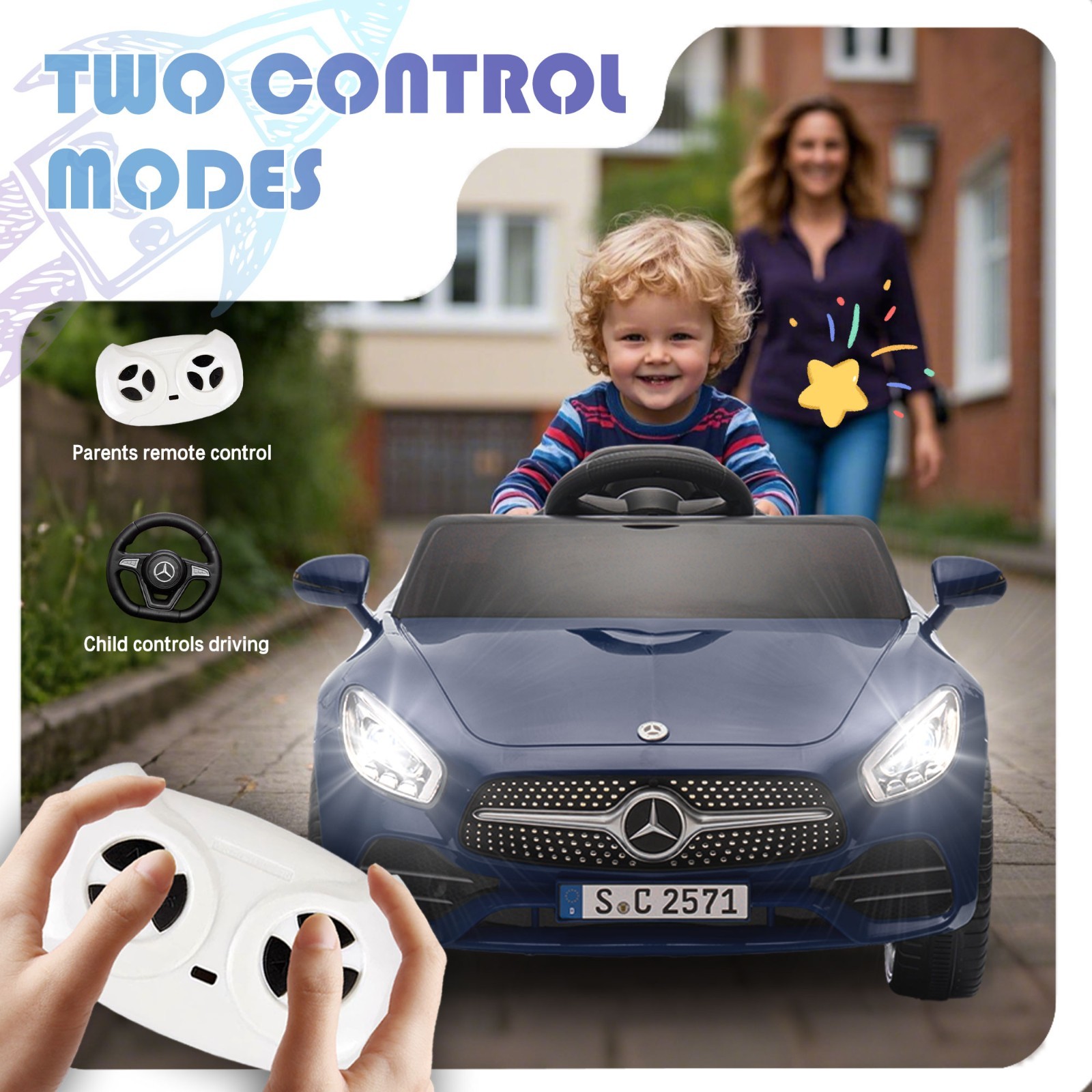 12V Kids Electric Car Ride on Toy w/Remote, Battery Power Wheels for Girls Boys