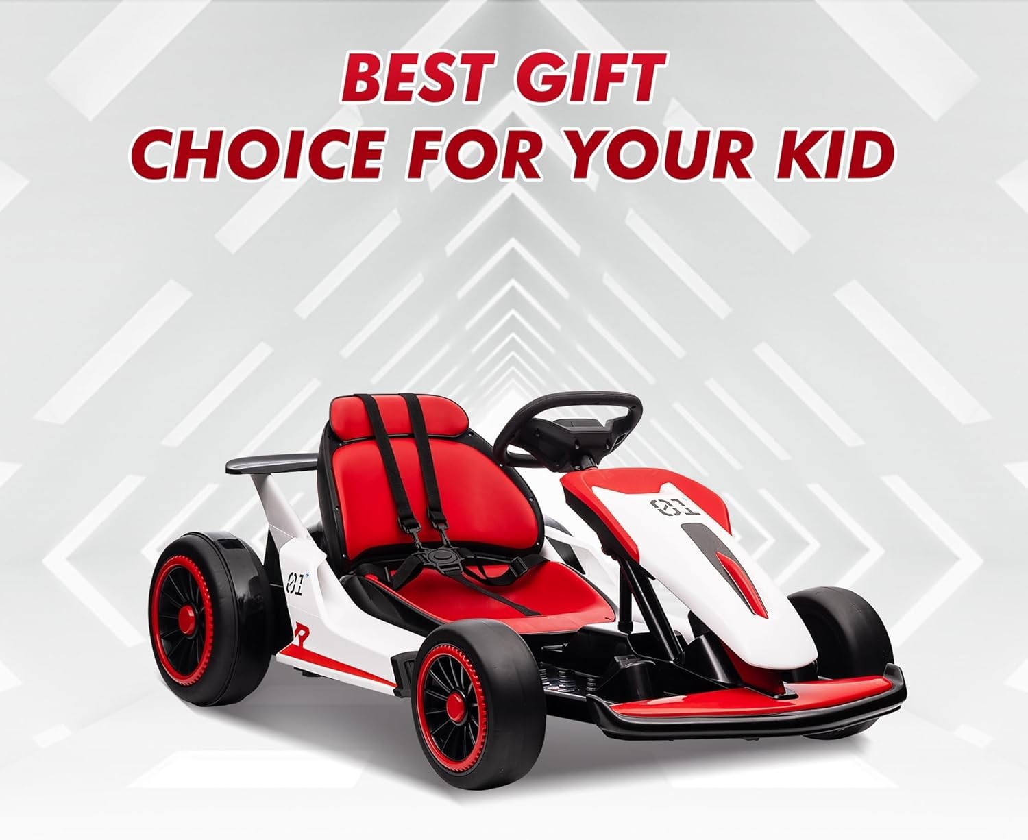 Kid Go Kart, Electric Kart W/ Adjustable Seat, for Children Aged 6 to 12 Years