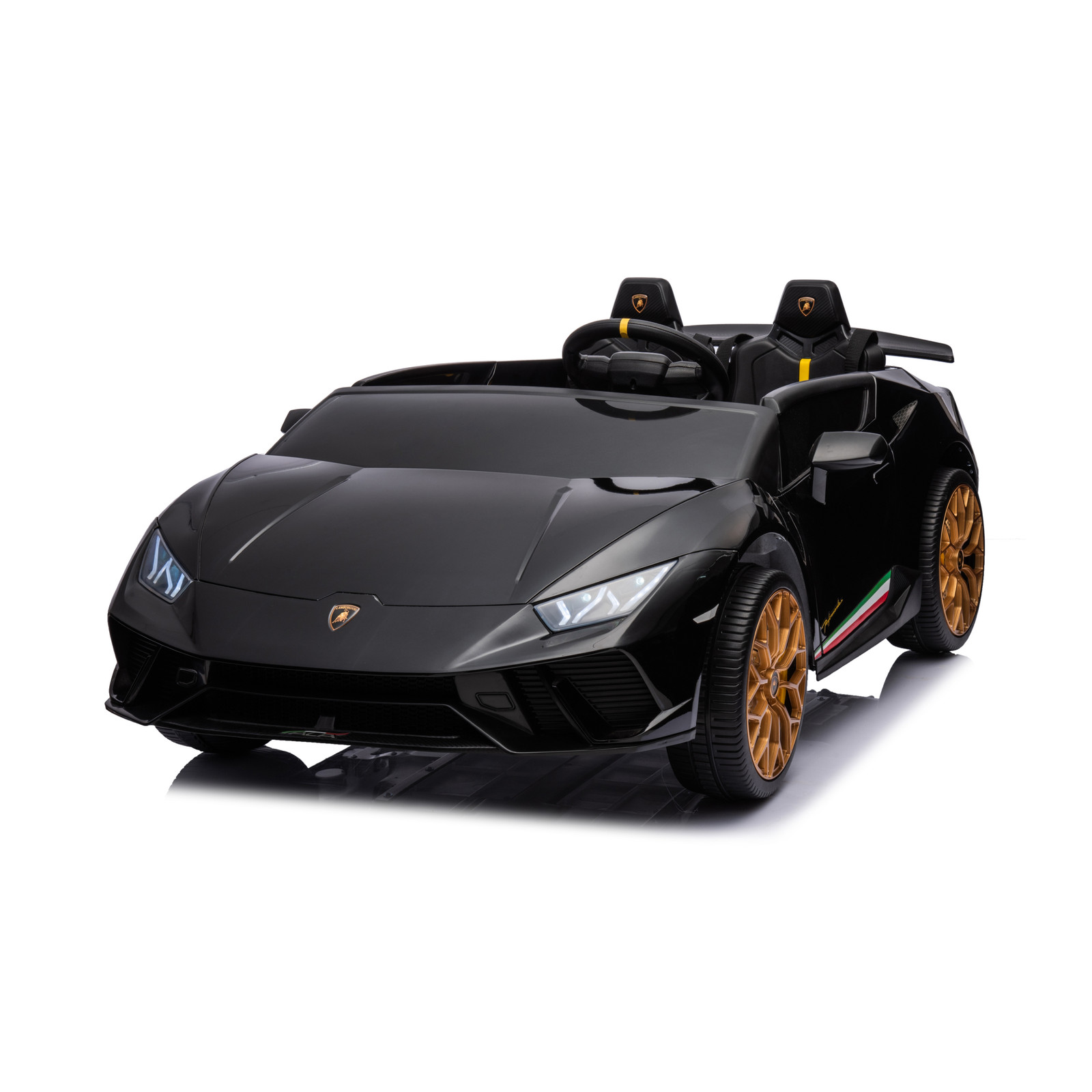 24V Lamborghini Huracan 2 Seater Kids Ride On Car RC Remote Leather Seats Black