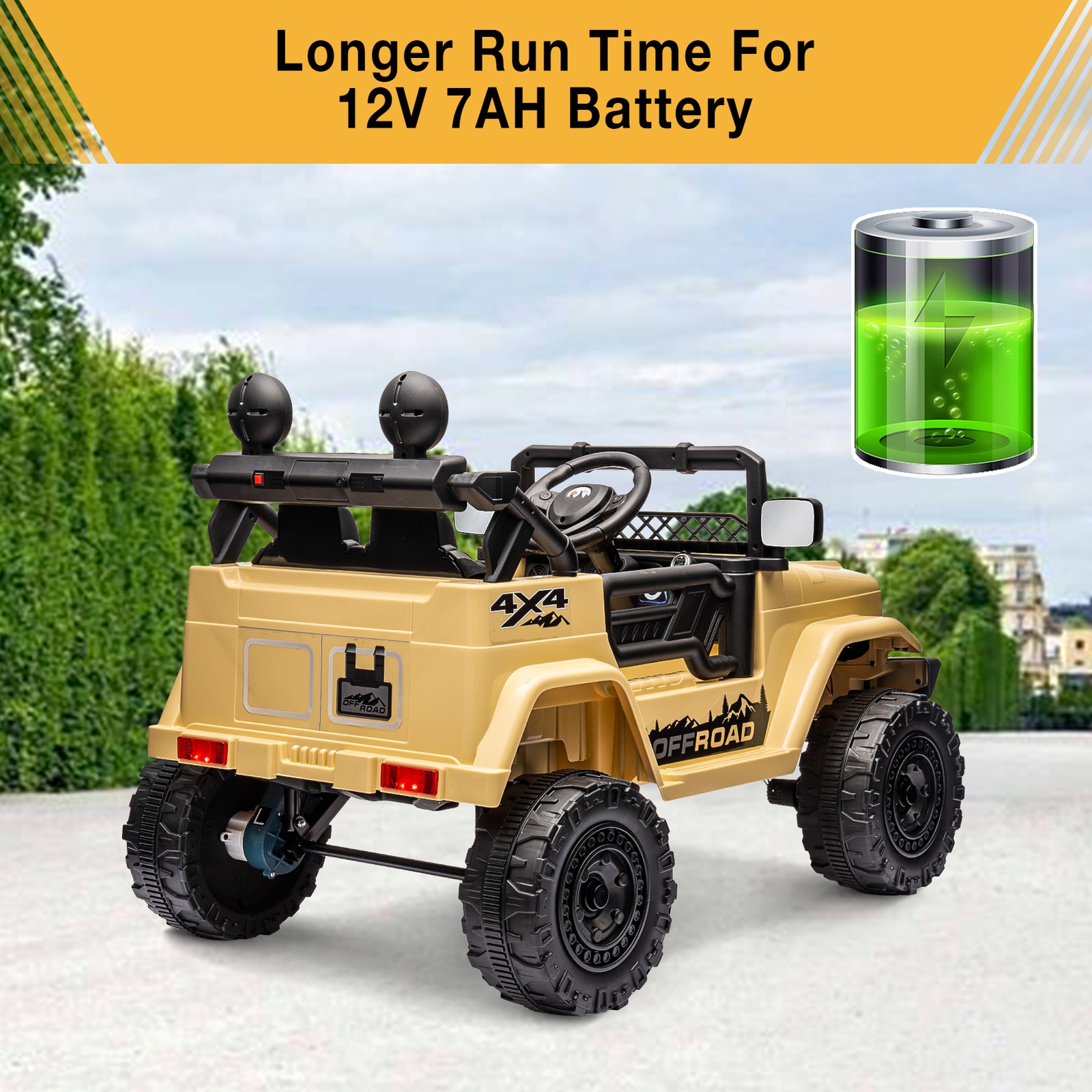 RC Ride on Truck Car 12V Kids Electric Vehicles,LED Lights,Bluetooth,3 Speeds
