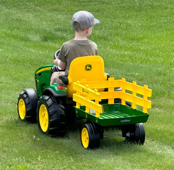 Kids Ride On John Deere Electric Battery Powered Tractor Trailer Childrens Car