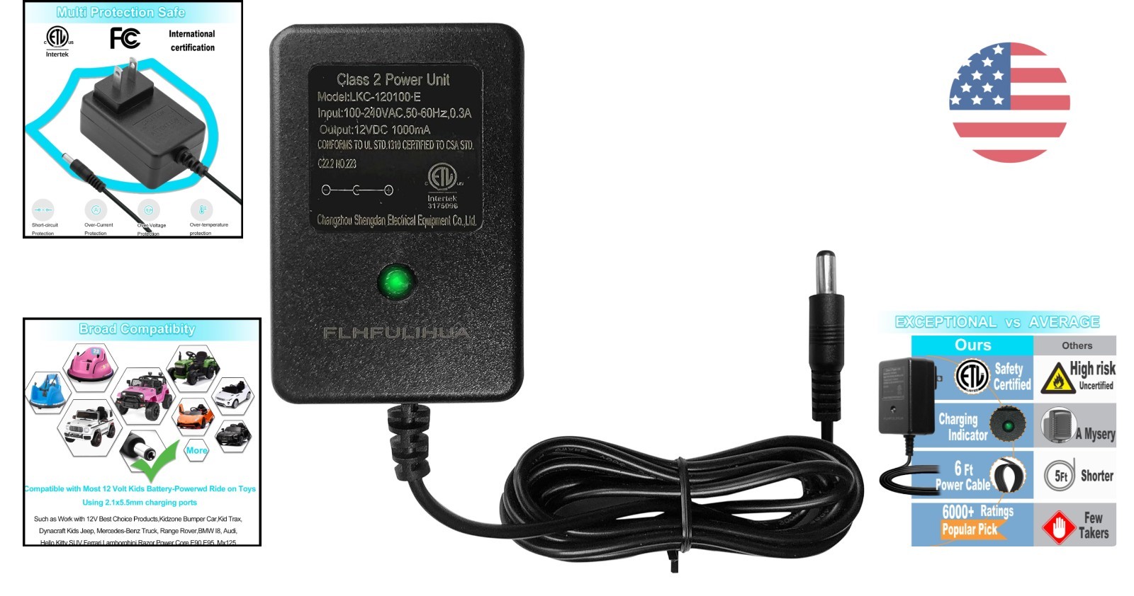 Compact Universal 12V Battery Charger for All Kids Ride-On Toys – Safe and Fast