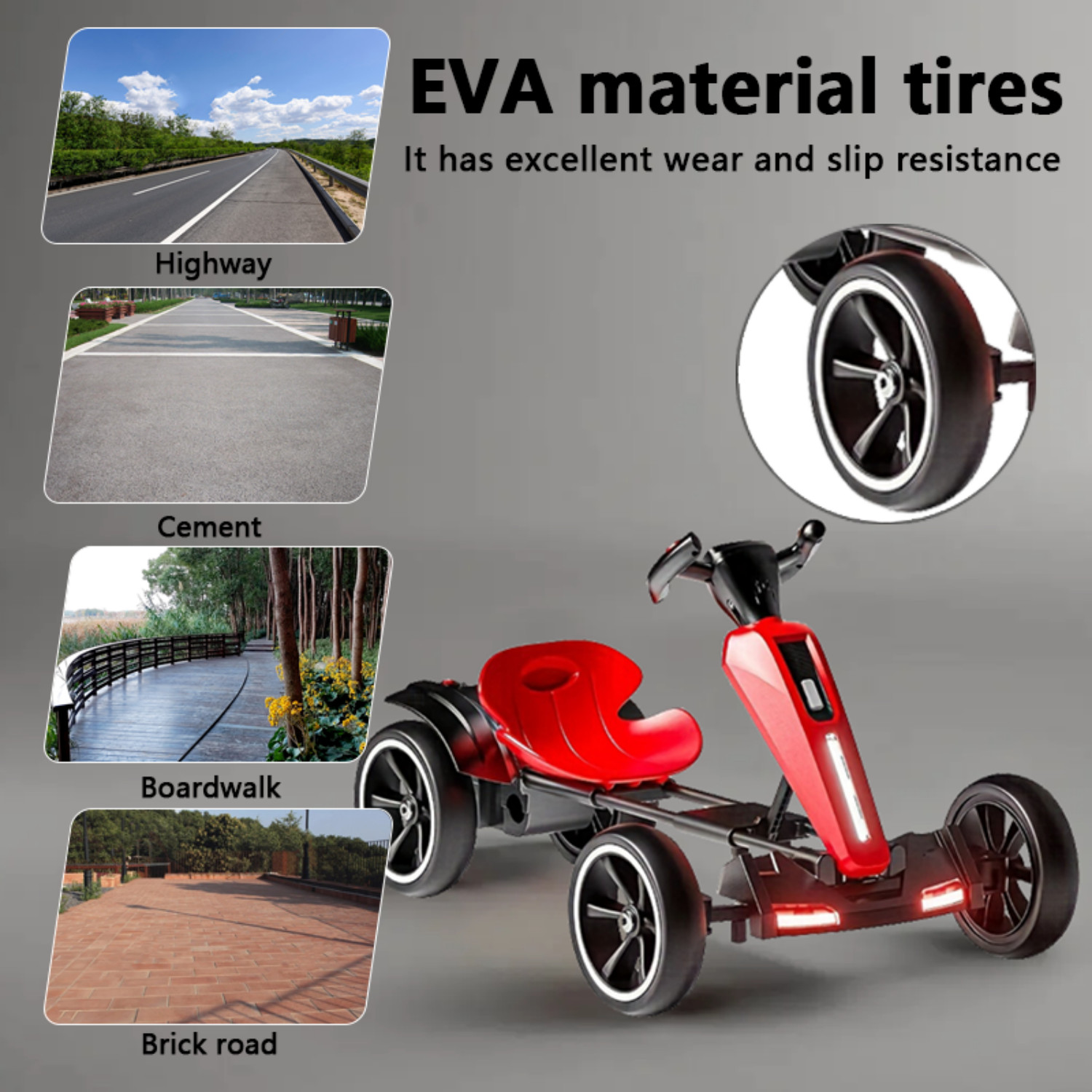 12V Electric Kids Foldable Go Kart Ride On Toy Adjustable Seat EVA Wheels Age3-6