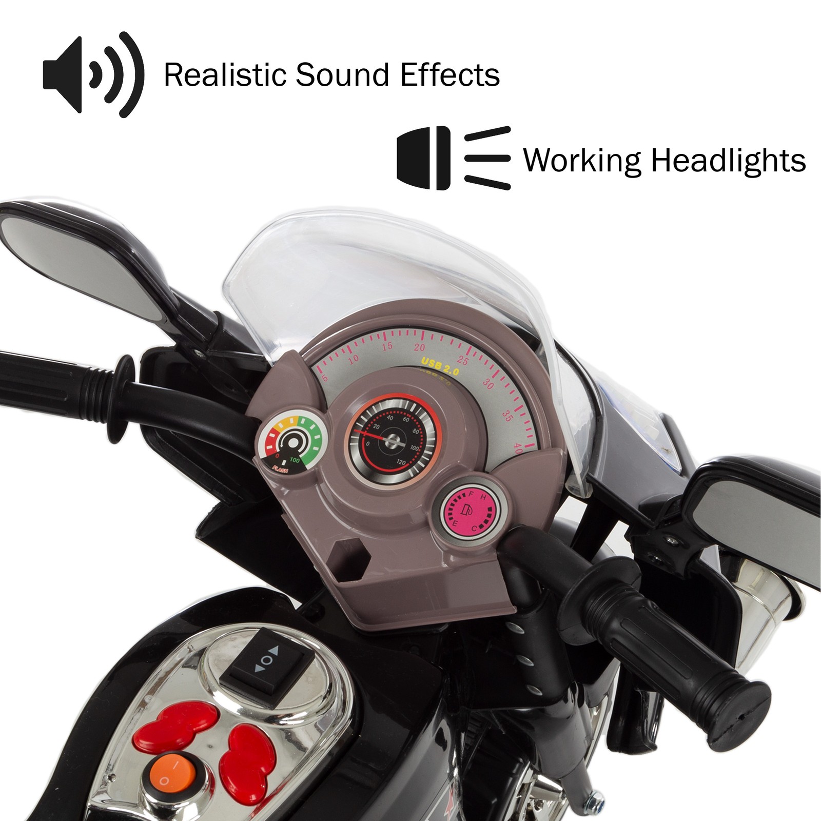 Black Ride on Motorcycle Kids Electric Motorbike Tricycle