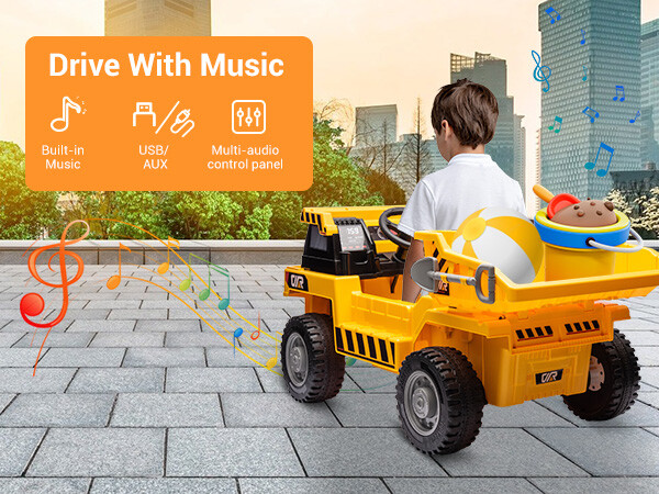 12V Kids Ride On Dump Truck with Remote Control Electric Car Gift for Boys Girls