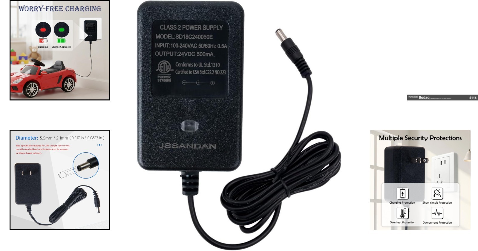Charging Protector: 24V Power Adapter for Ride-On Cars and Electric Strollers