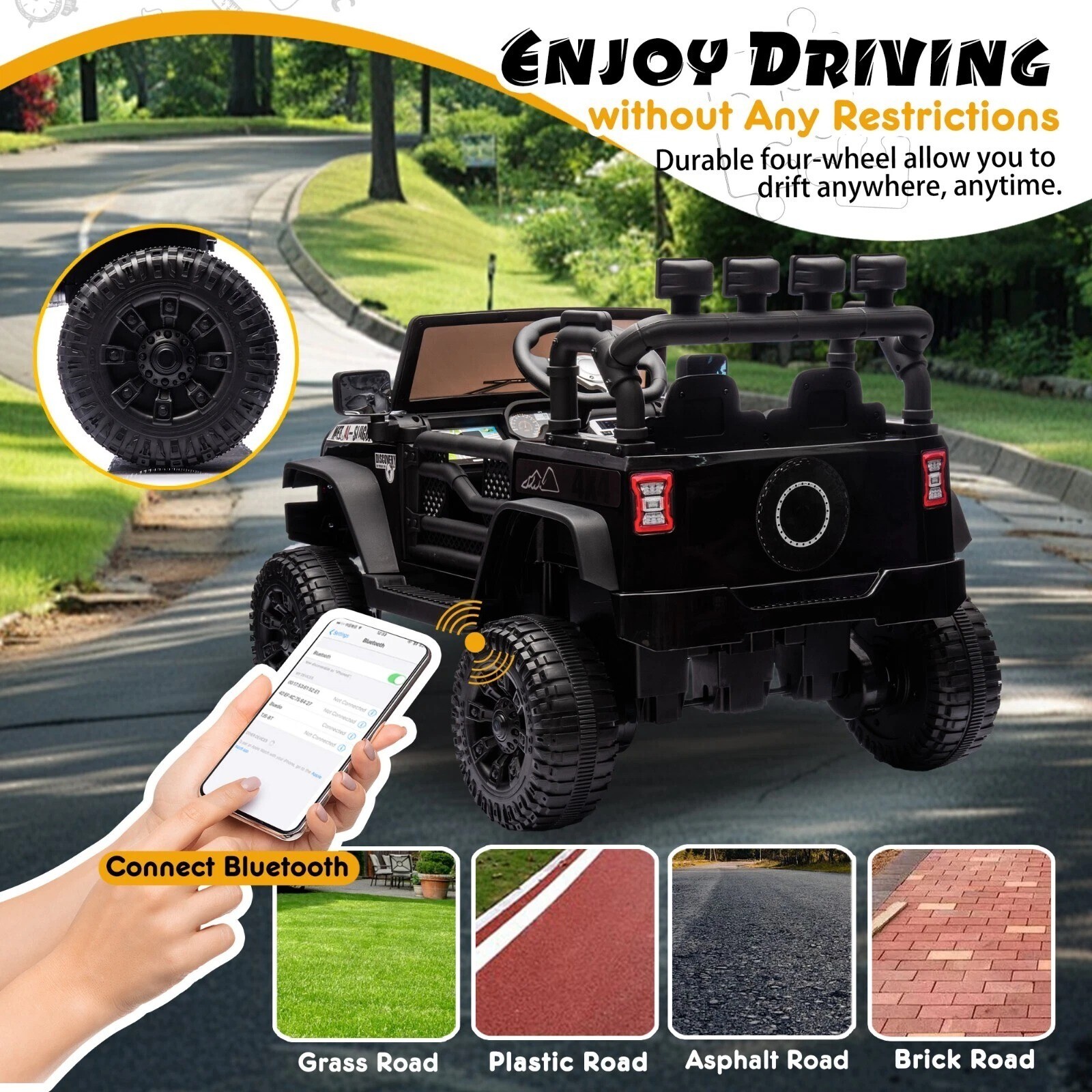24V Kids Electric Jeep Ride on Car Toy 400W Power Wheels W/ Remote Control Music