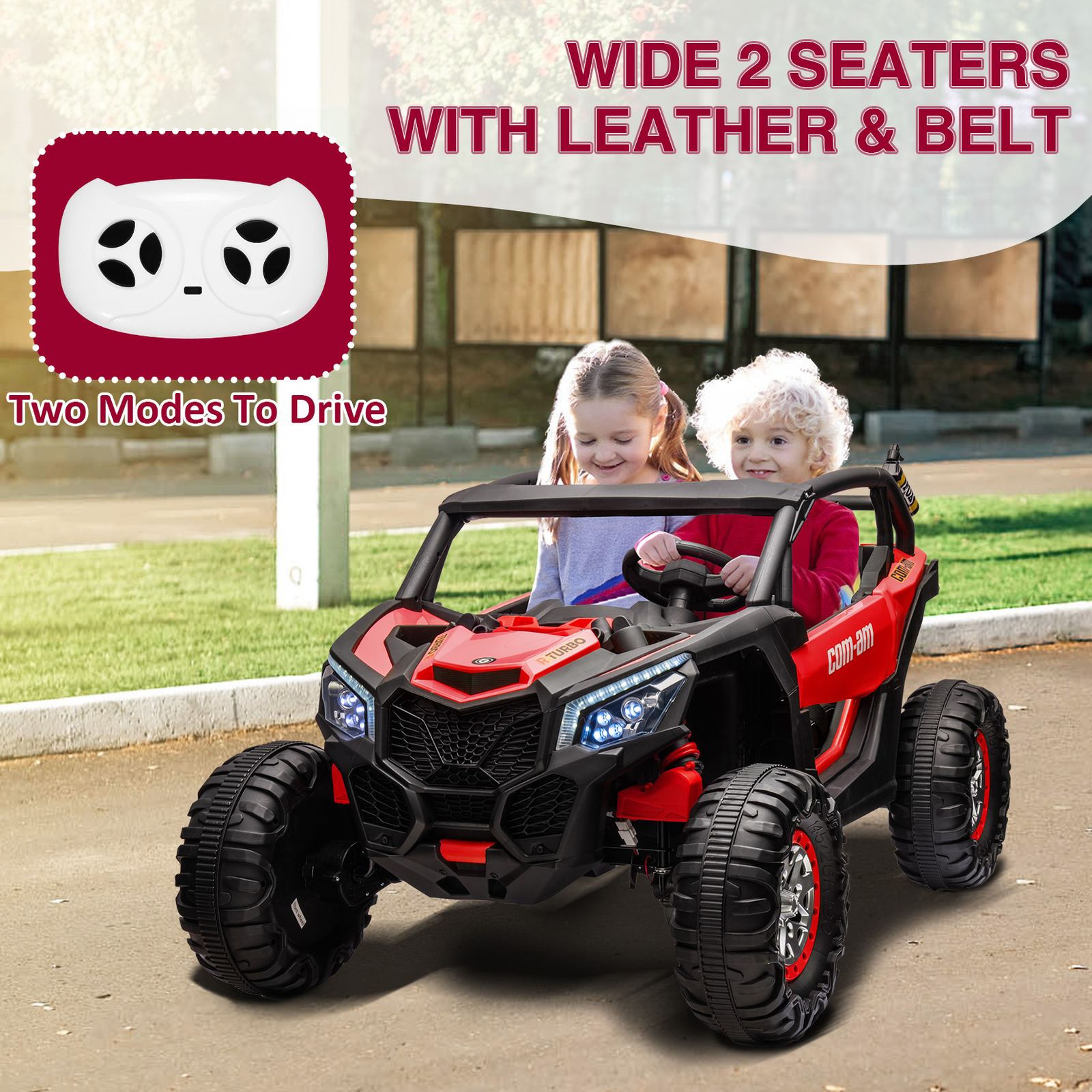 24V 2 Seater Kids Ride On UTV Car W/Remote Control,4WD Powerful Electric Vehicle