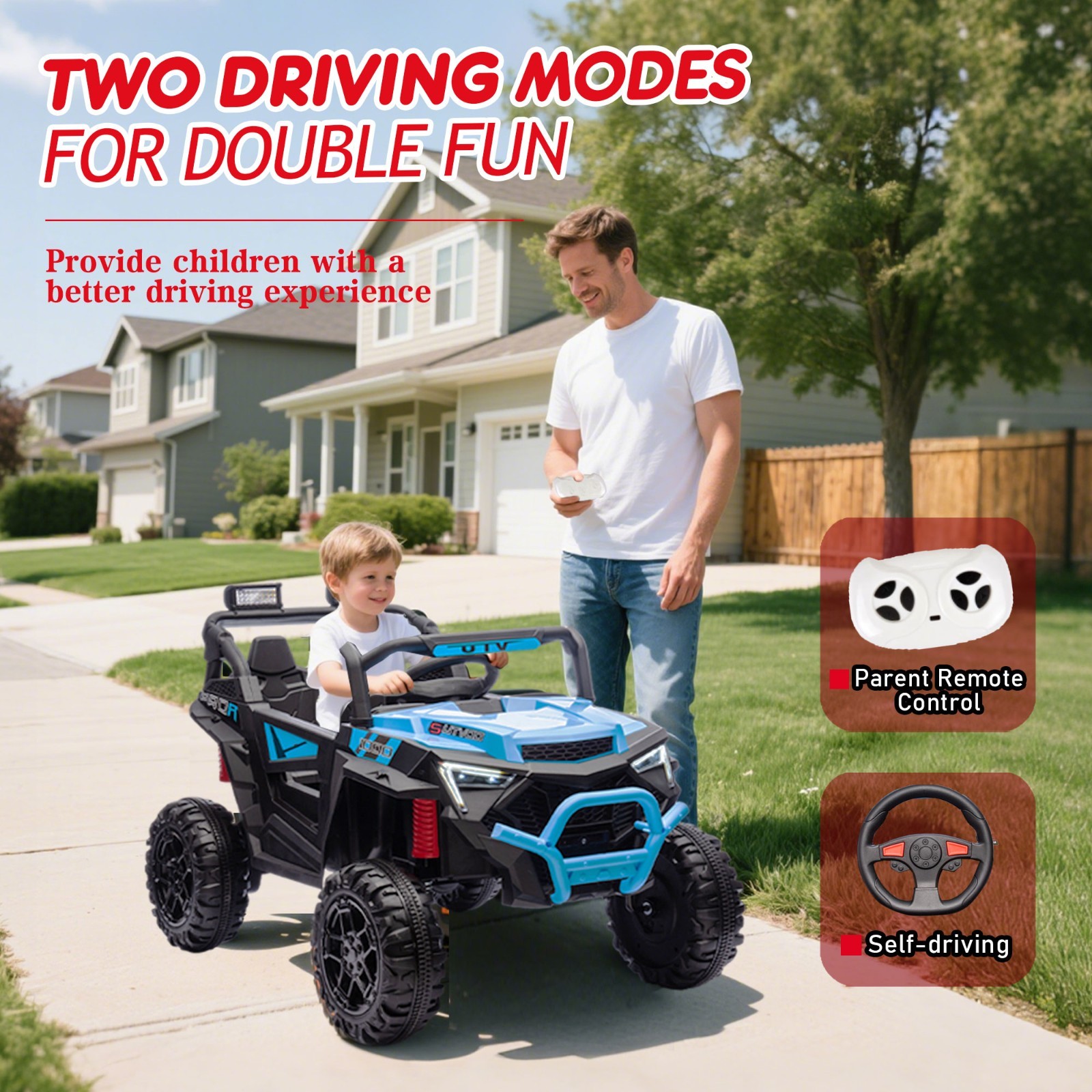 24V Kids Electric Car Ride on UTV Battery Power Wheels with Remote Control Pink