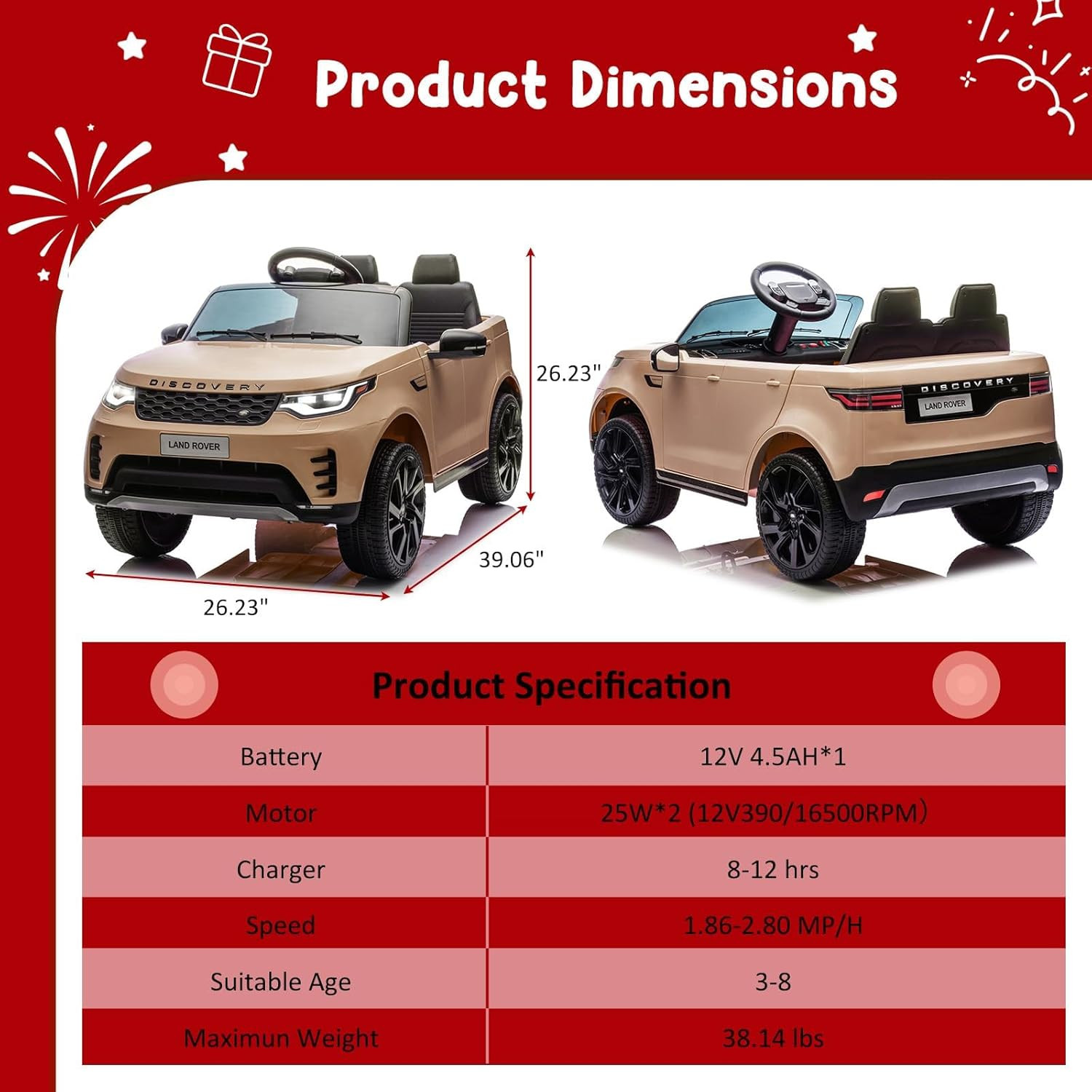 12V 4.5AH Electric Car for Kids, Children Ride on Toy with Parental Remote Contr